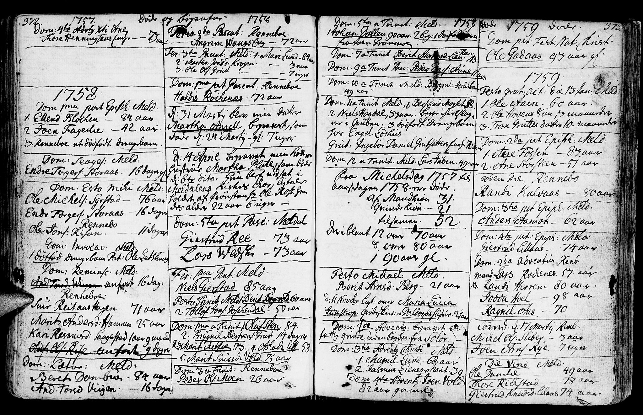 Ministerialprotokoller, klokkerbøker og fødselsregistre - Sør-Trøndelag, SAT/A-1456/672/L0851: Parish register (official) no. 672A04, 1751-1775, p. 372-373