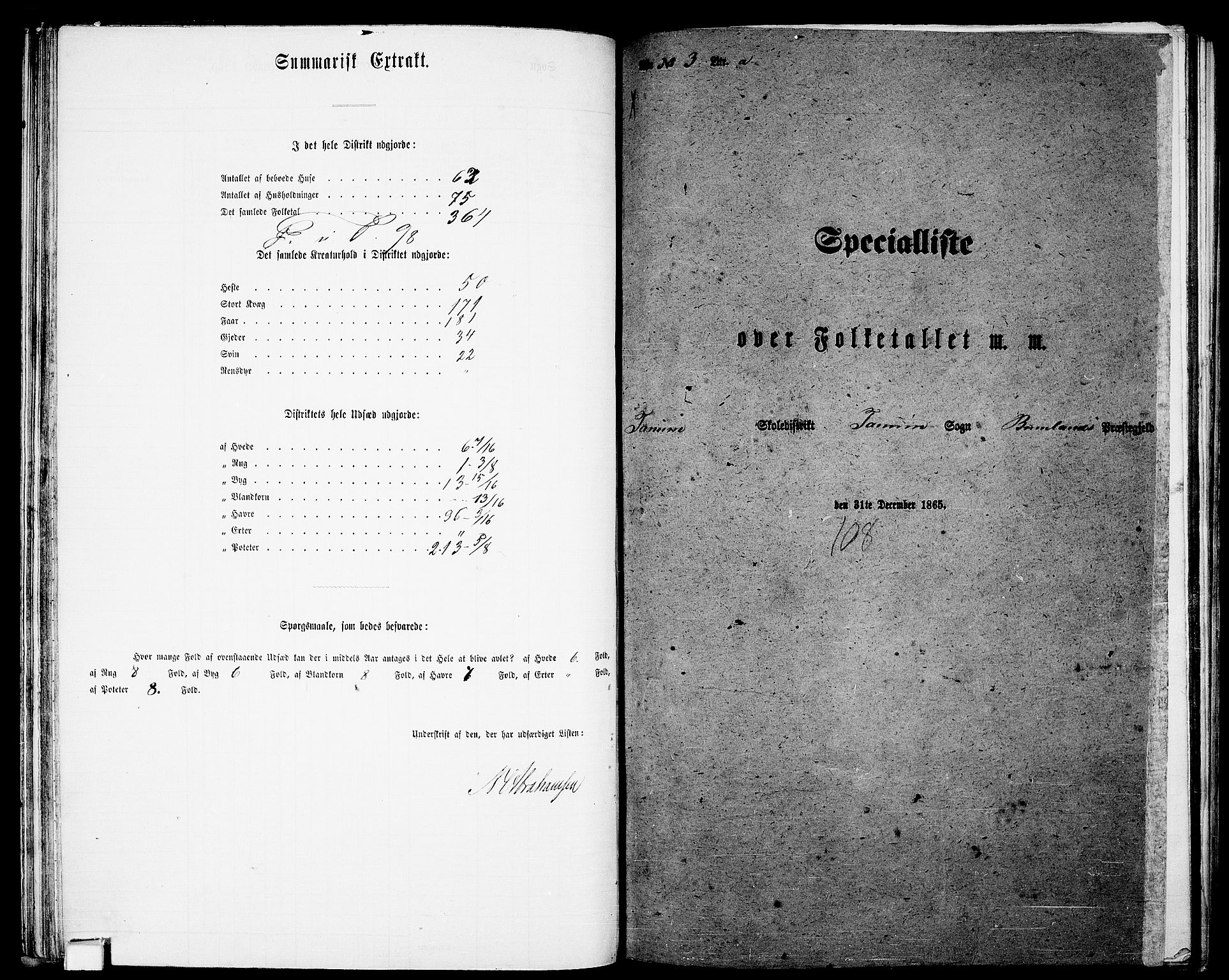 RA, 1865 census for Brunlanes, 1865, p. 48