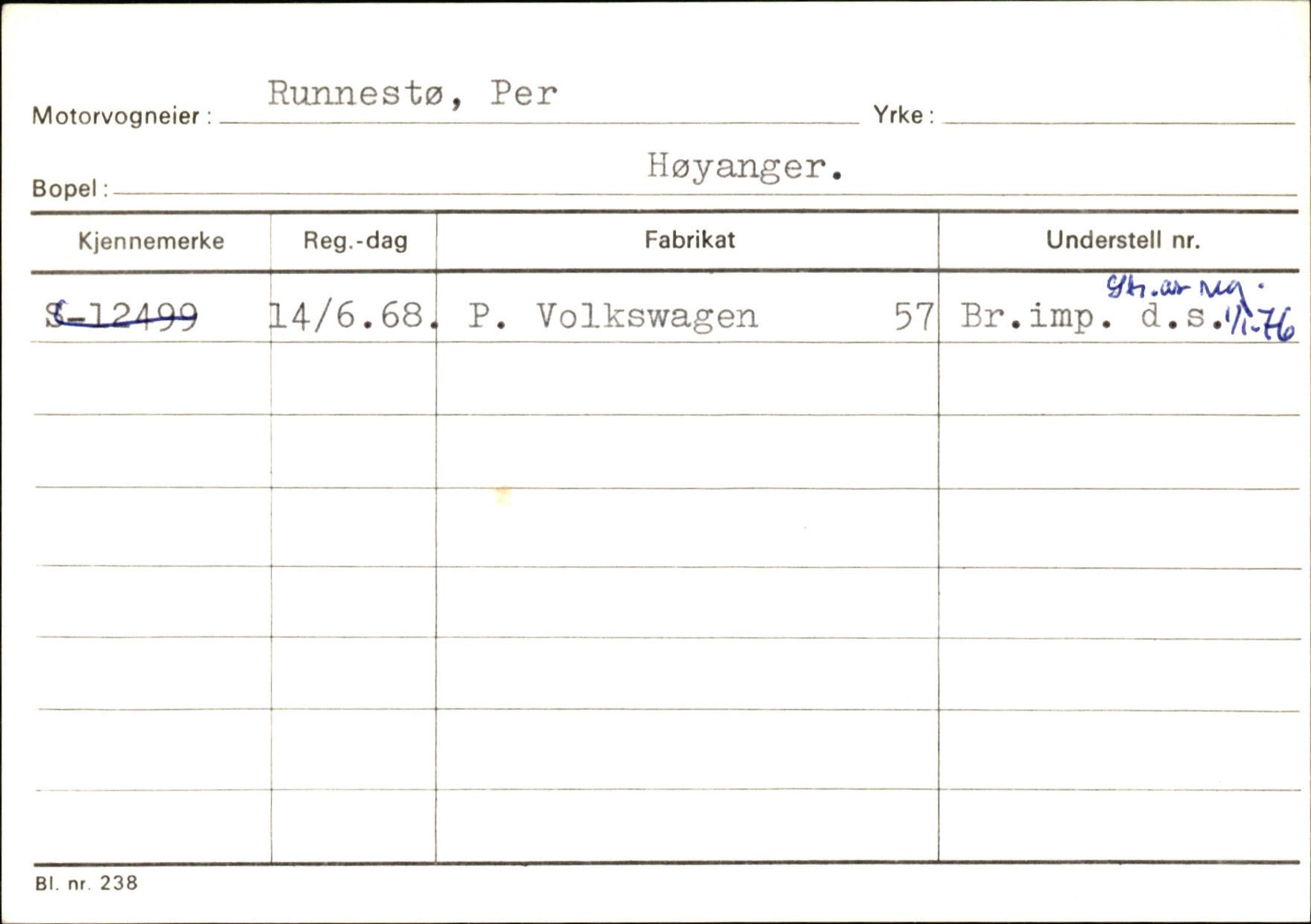 Statens vegvesen, Sogn og Fjordane vegkontor, SAB/A-5301/4/F/L0131: Eigarregister Høyanger P-Å. Stryn S-Å, 1945-1975, p. 66