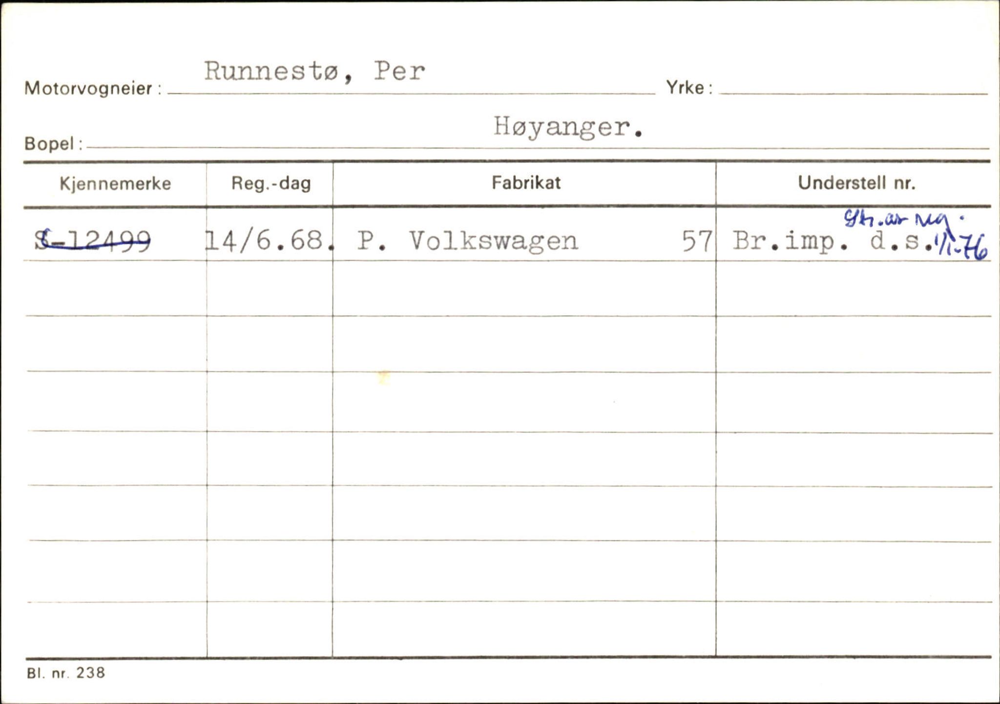 Statens vegvesen, Sogn og Fjordane vegkontor, AV/SAB-A-5301/4/F/L0131: Eigarregister Høyanger P-Å. Stryn S-Å, 1945-1975, p. 66