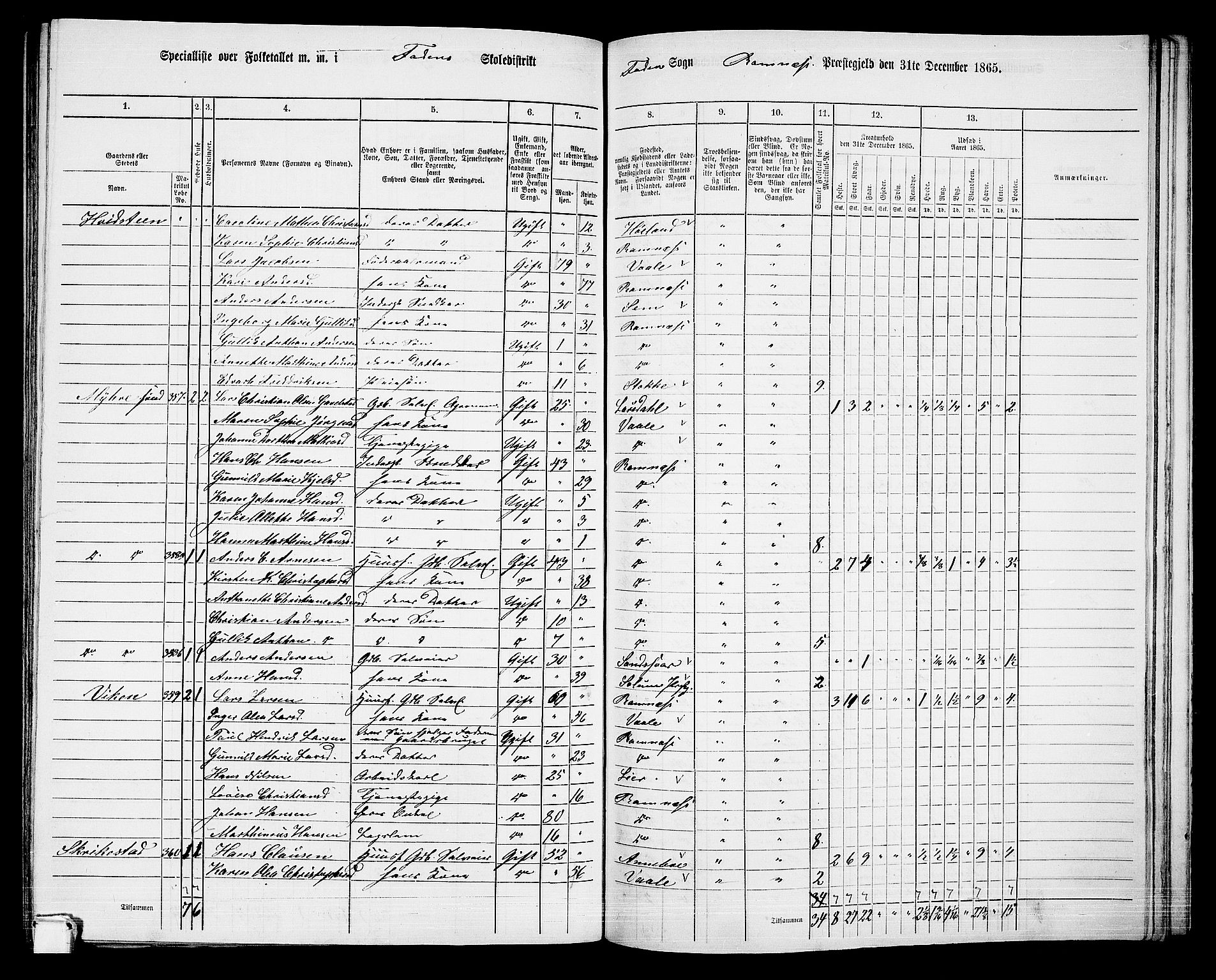 RA, 1865 census for Ramnes, 1865, p. 105