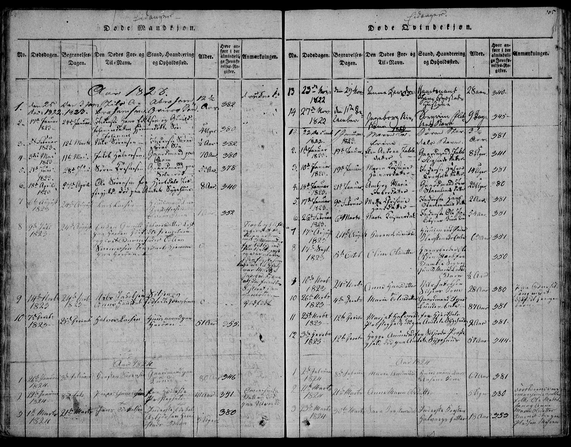 Eidanger kirkebøker, AV/SAKO-A-261/F/Fa/L0007: Parish register (official) no. 7, 1814-1831, p. 105