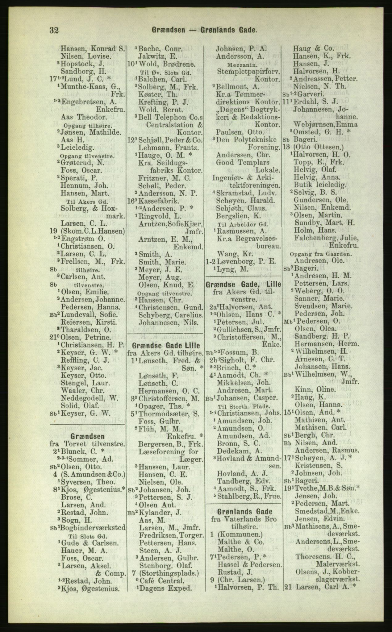 Kristiania/Oslo adressebok, PUBL/-, 1883, p. 32