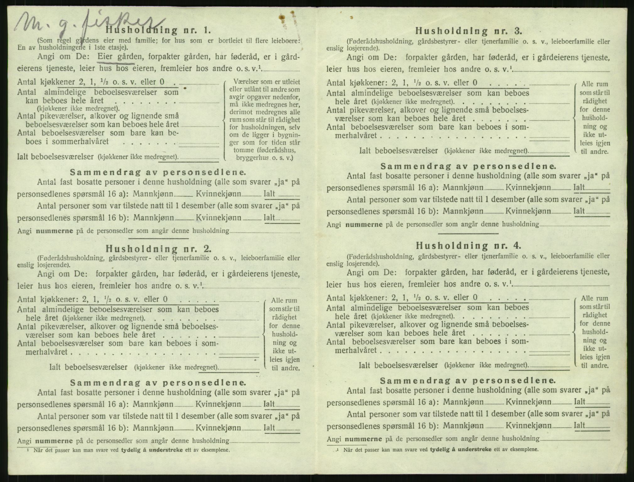 SAT, 1920 census for Vestnes, 1920, p. 864