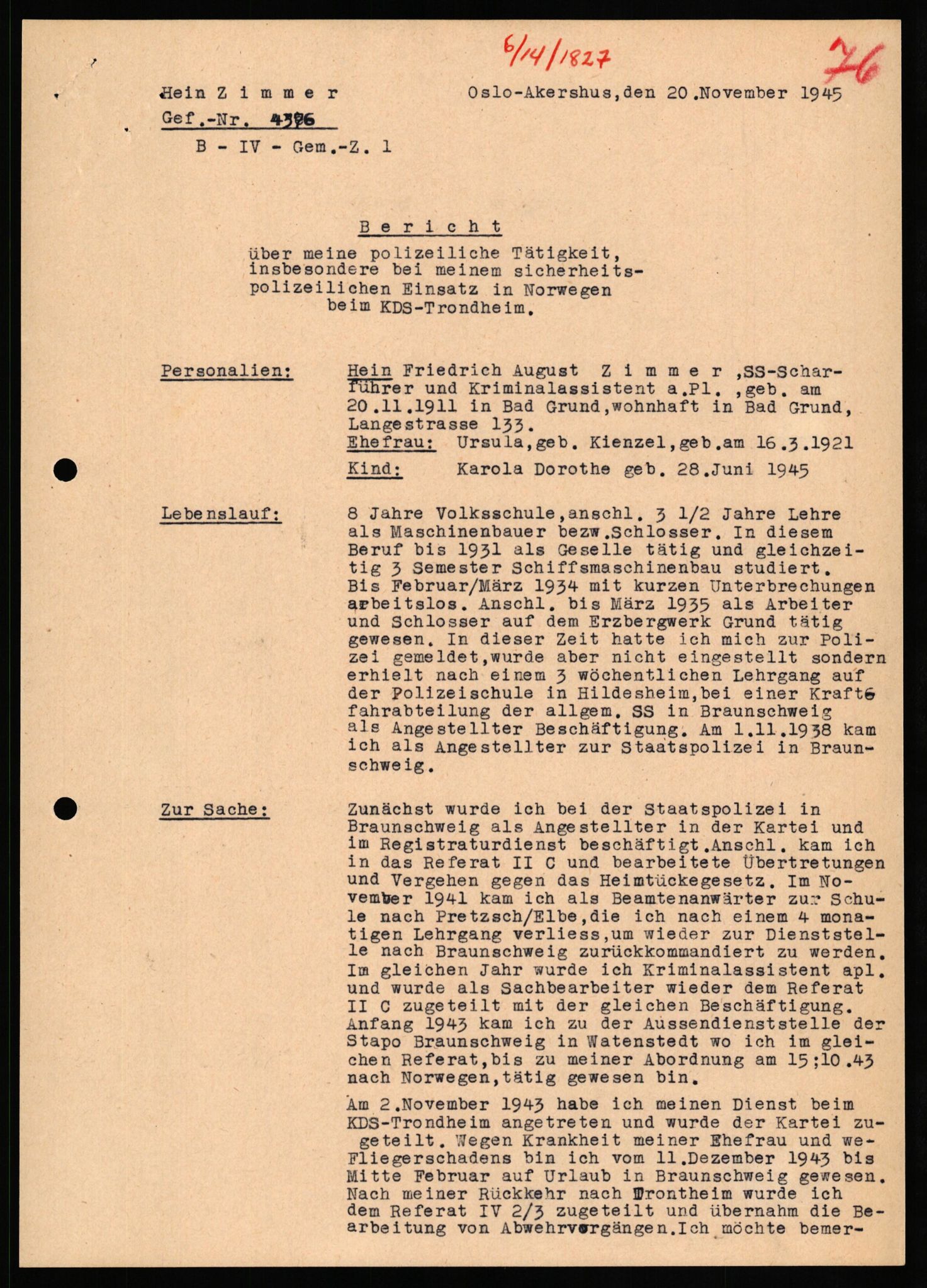 Forsvaret, Forsvarets overkommando II, AV/RA-RAFA-3915/D/Db/L0037: CI Questionaires. Tyske okkupasjonsstyrker i Norge. Tyskere., 1945-1946, p. 367