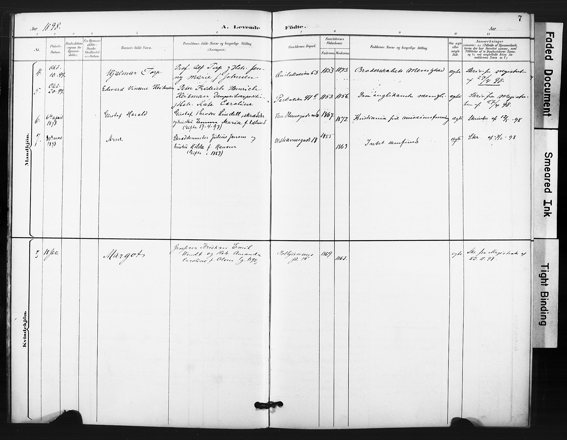 Trefoldighet prestekontor Kirkebøker, AV/SAO-A-10882/F/Fg/L0001: Parish register (official) no. VII 1, 1892-1923, p. 7