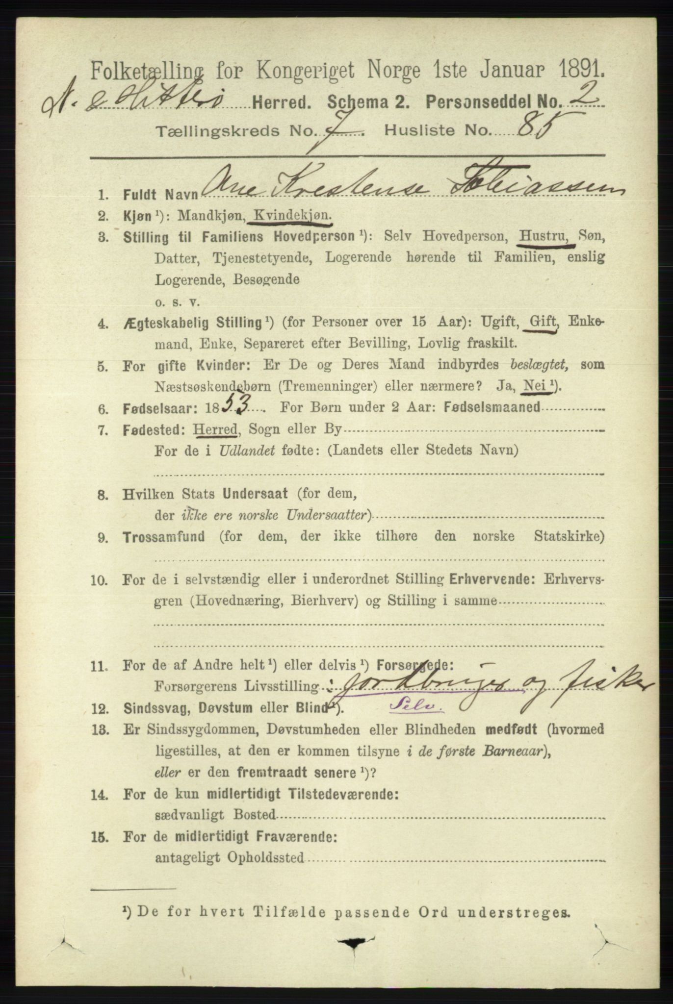 RA, 1891 census for 1043 Hidra og Nes, 1891, p. 3229