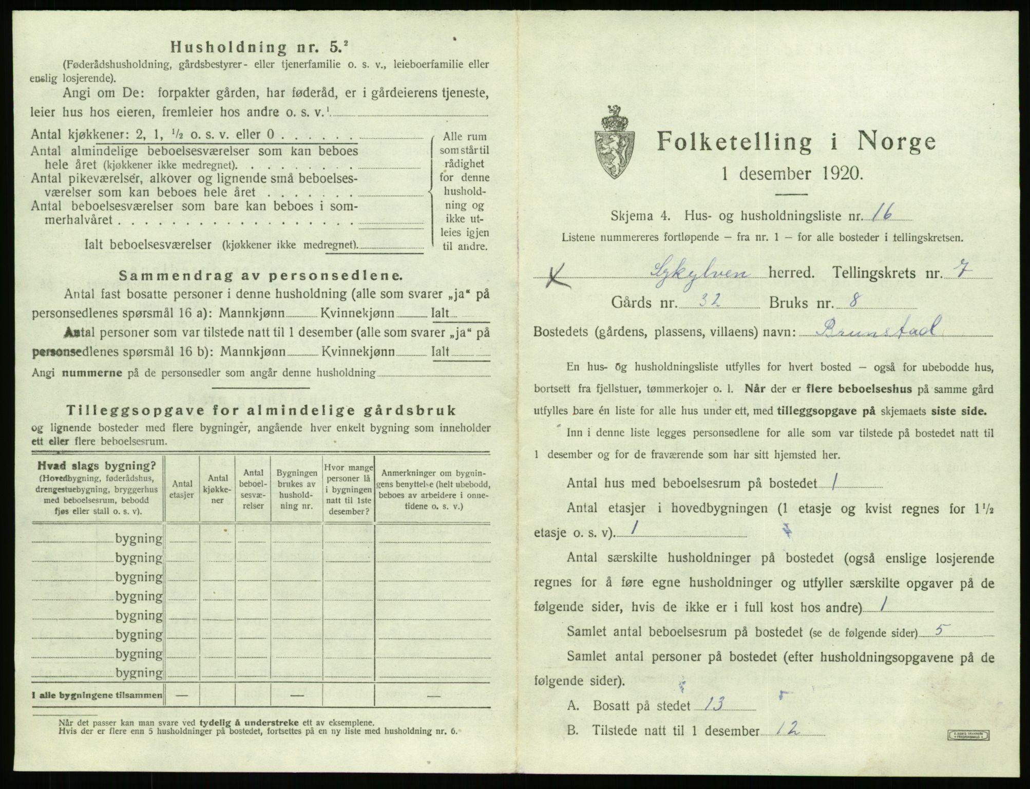 SAT, 1920 census for Sykkylven, 1920, p. 593