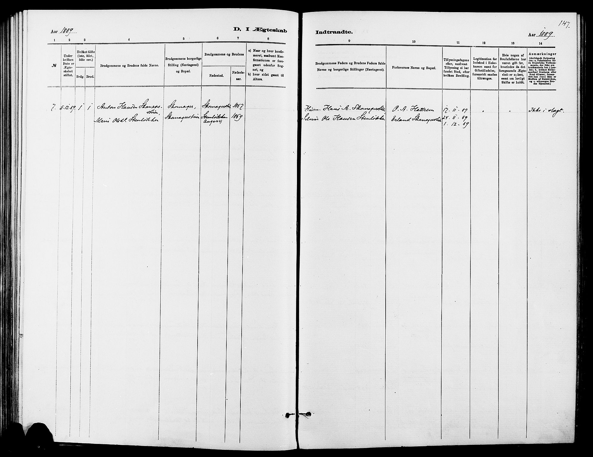 Dovre prestekontor, SAH/PREST-066/H/Ha/Haa/L0002: Parish register (official) no. 2, 1879-1890, p. 147