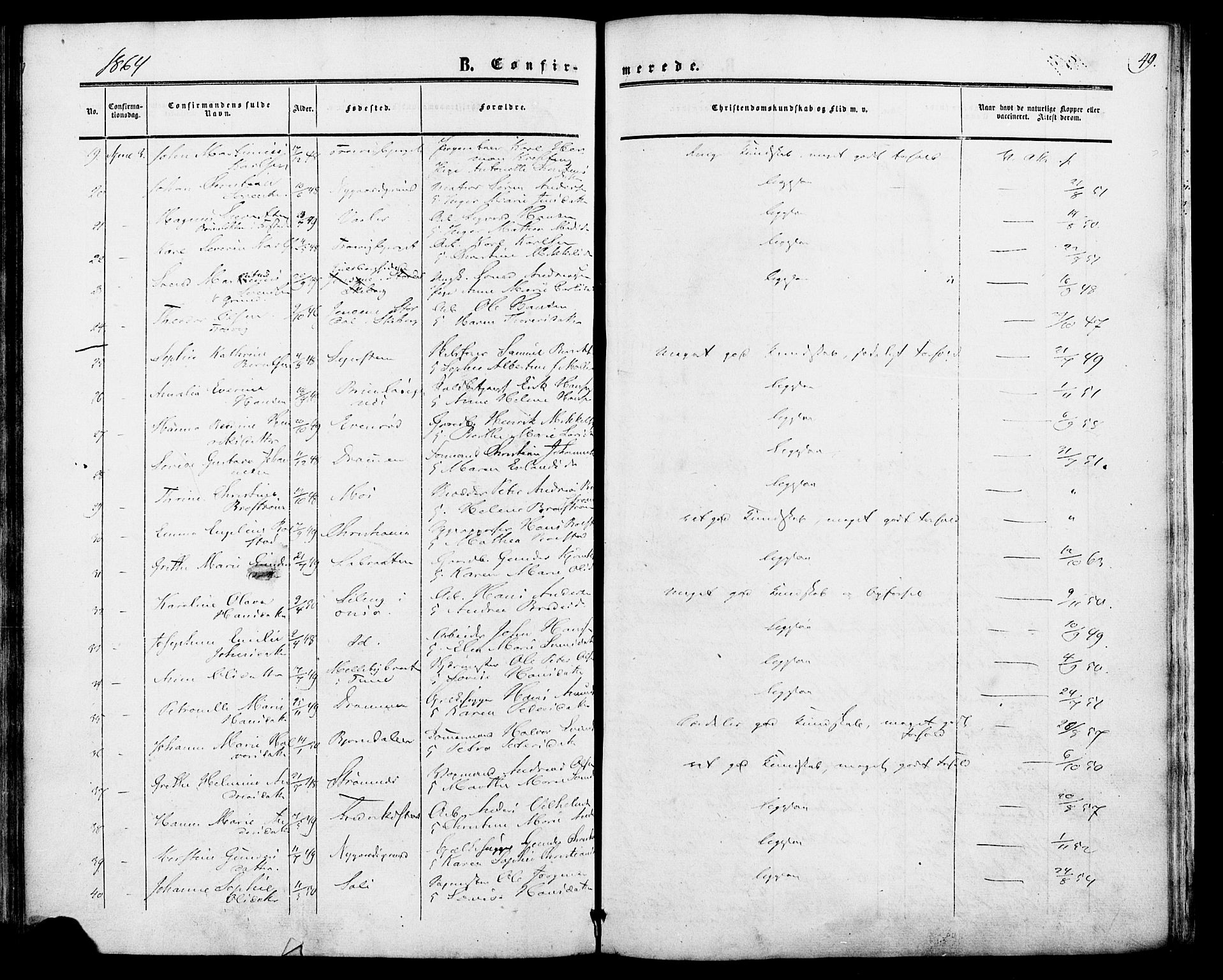 Glemmen prestekontor Kirkebøker, AV/SAO-A-10908/F/Fa/L0006: Parish register (official) no. 6, 1849-1865, p. 49