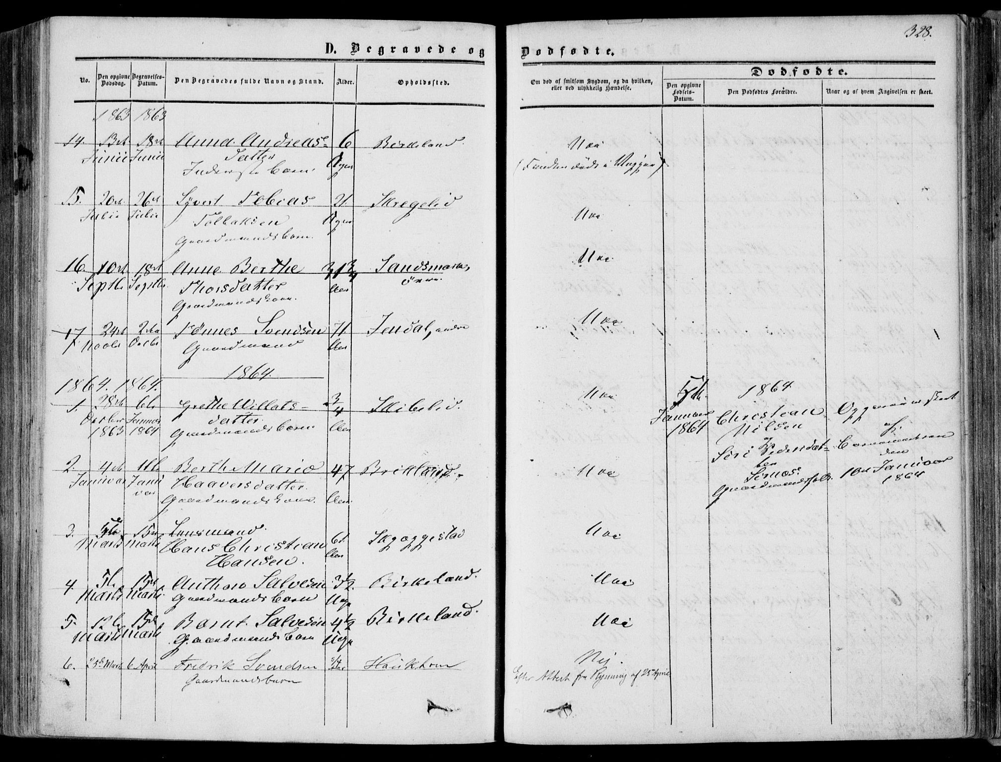 Bakke sokneprestkontor, SAK/1111-0002/F/Fa/Faa/L0006: Parish register (official) no. A 6, 1855-1877, p. 328