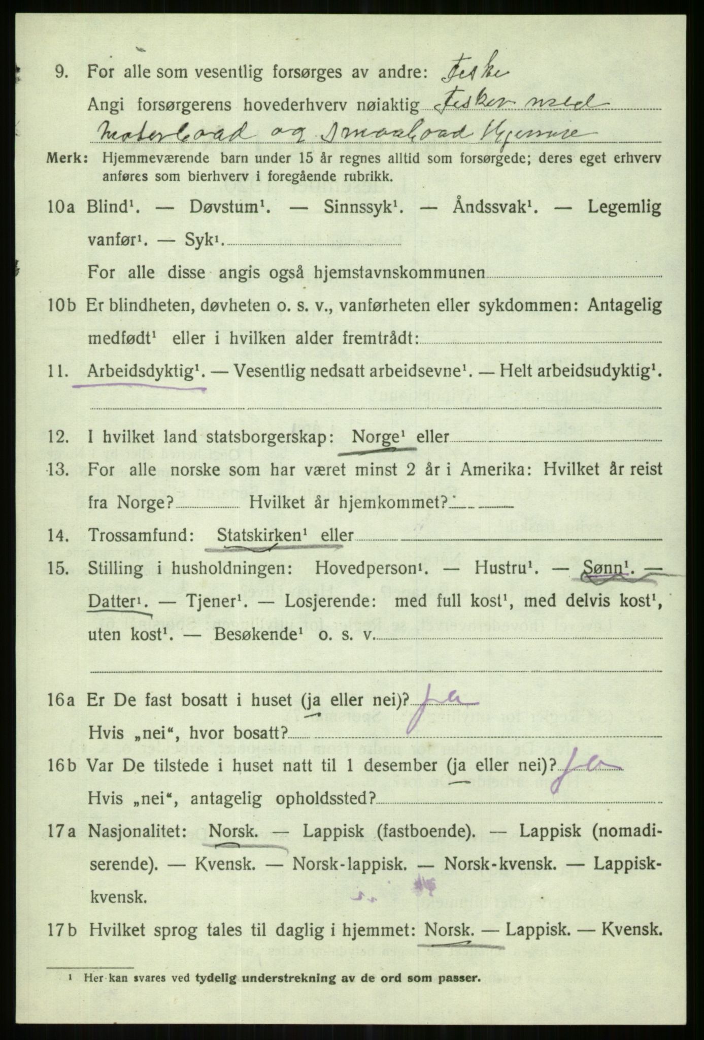 SATØ, 1920 census for Karlsøy, 1920, p. 4277