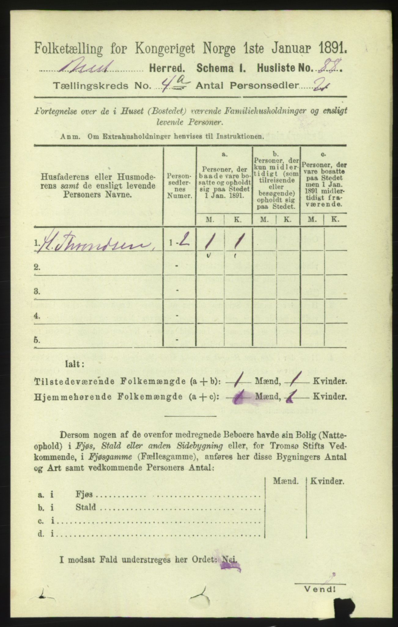 RA, 1891 census for 1549 Bud, 1891, p. 2152