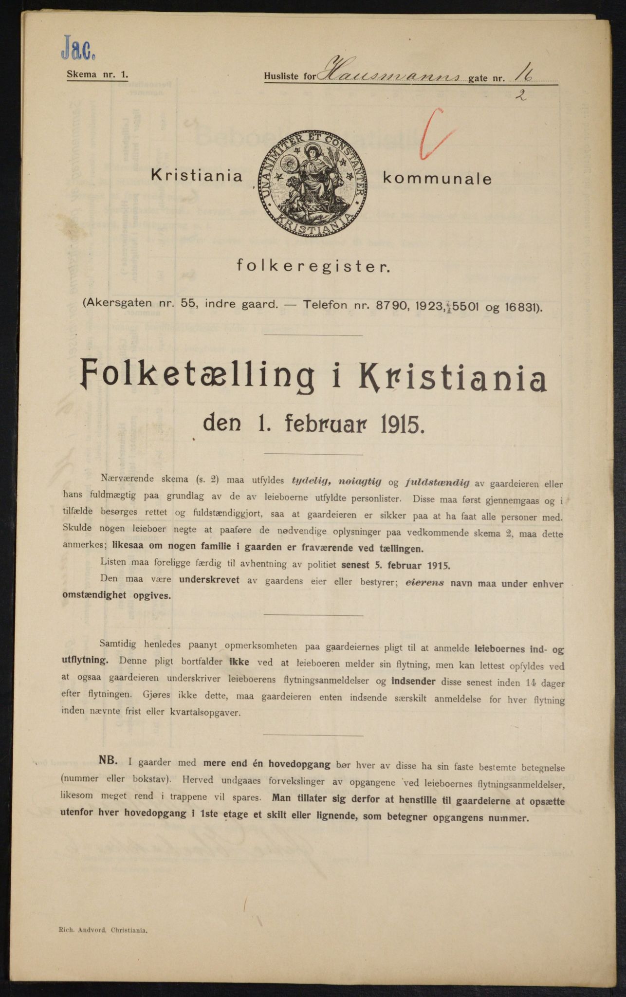 OBA, Municipal Census 1915 for Kristiania, 1915, p. 34810