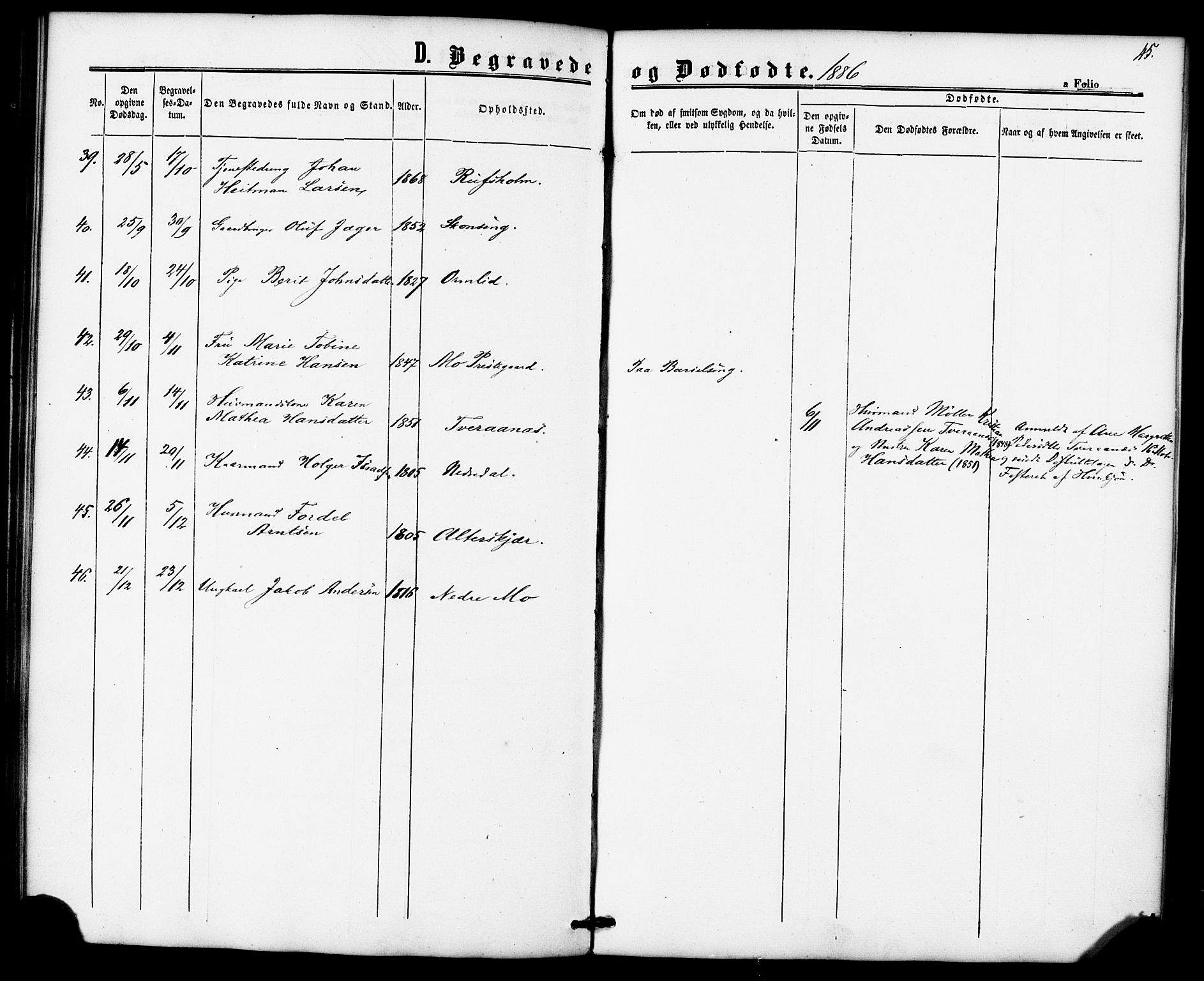 Ministerialprotokoller, klokkerbøker og fødselsregistre - Nordland, AV/SAT-A-1459/827/L0396: Parish register (official) no. 827A08, 1864-1886, p. 45