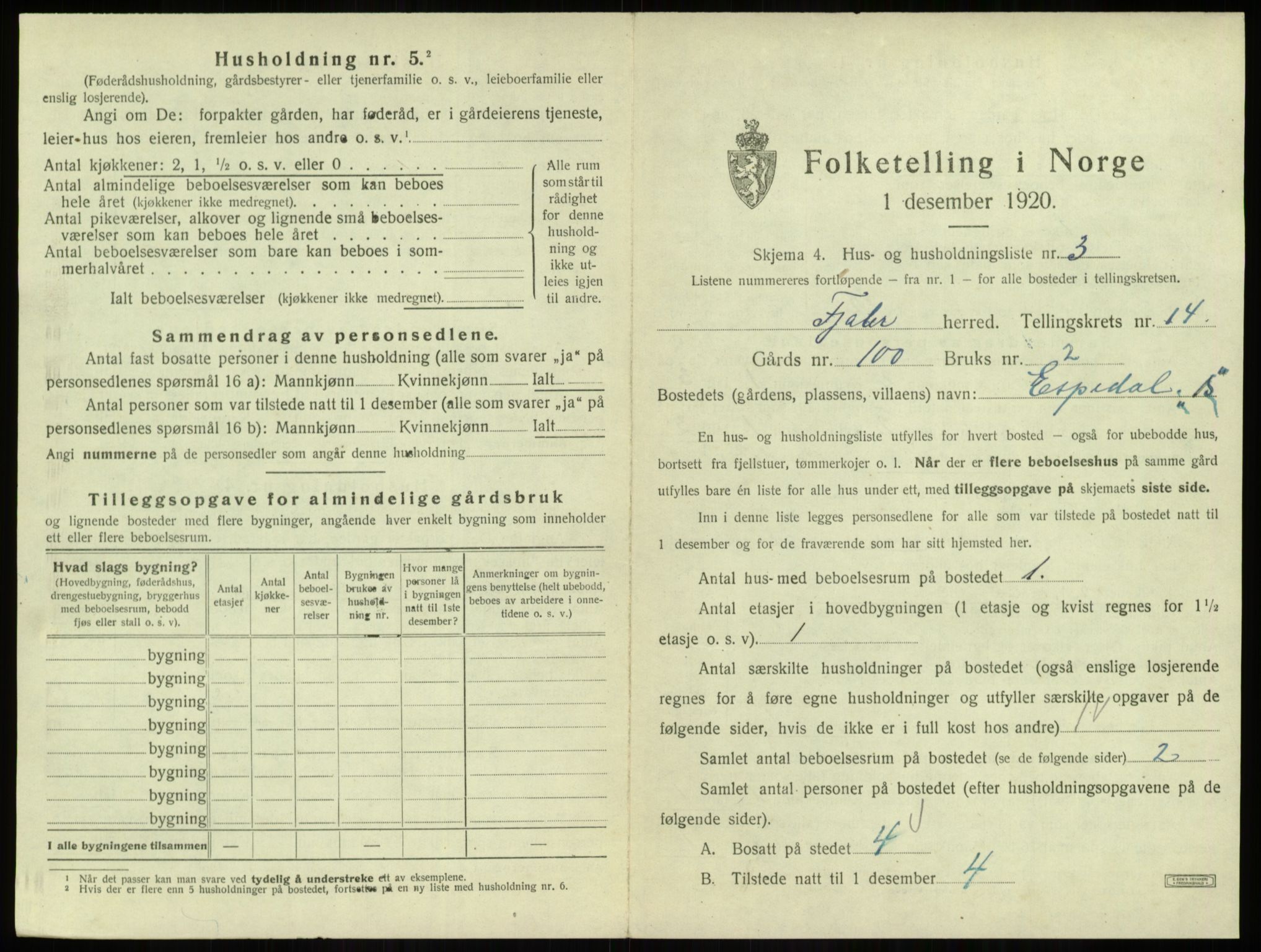 SAB, 1920 census for Fjaler, 1920, p. 1163