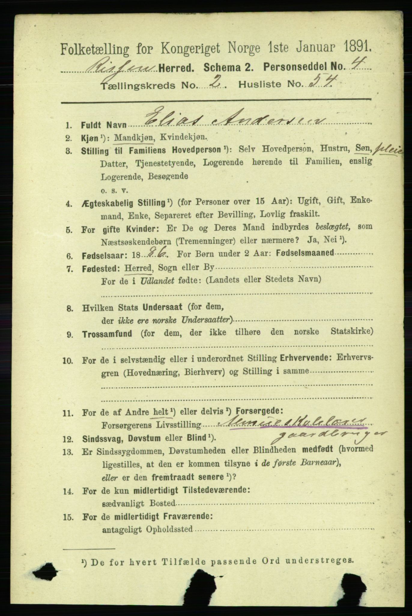 RA, 1891 census for 1624 Rissa, 1891, p. 1503