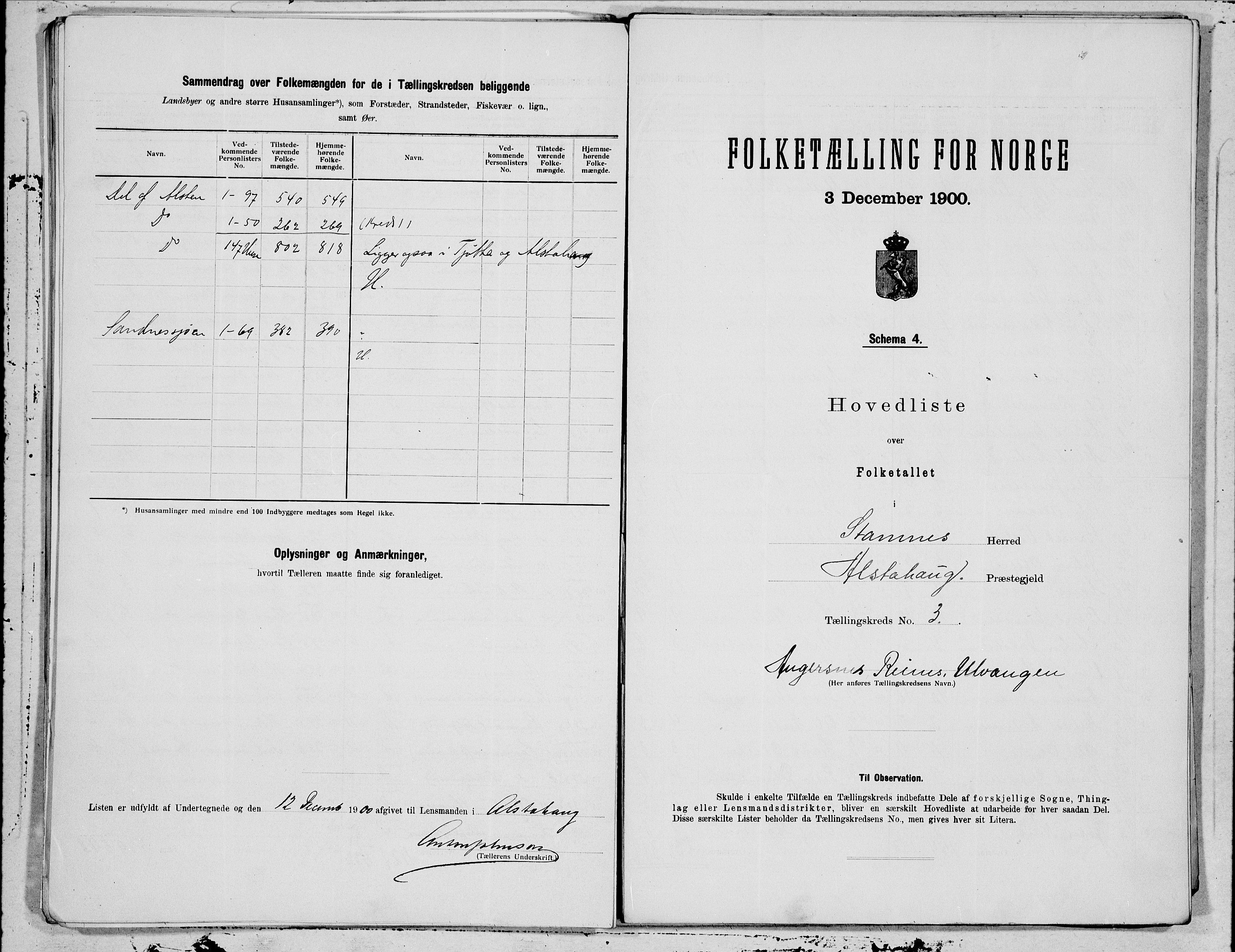 SAT, 1900 census for Stamnes, 1900, p. 6