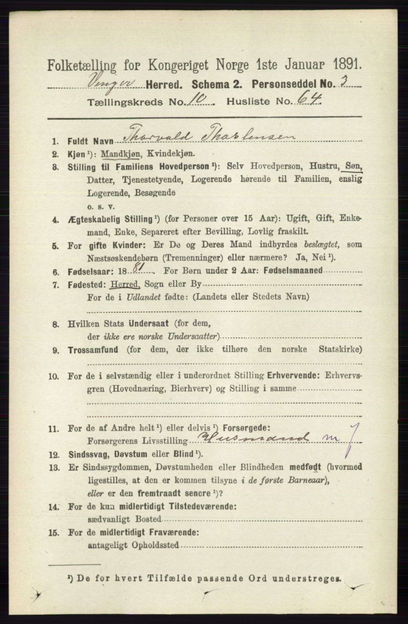 RA, 1891 census for 0421 Vinger, 1891, p. 5271