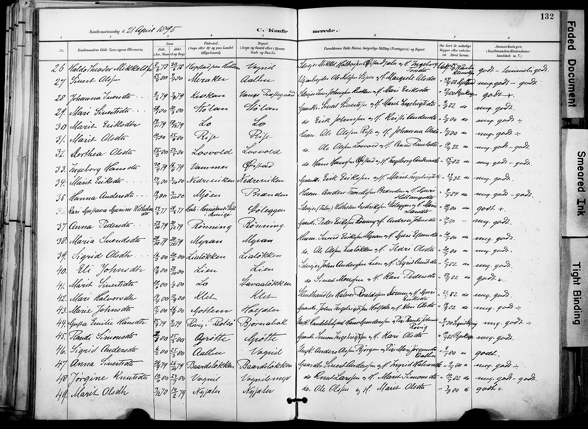 Ministerialprotokoller, klokkerbøker og fødselsregistre - Sør-Trøndelag, AV/SAT-A-1456/678/L0902: Parish register (official) no. 678A11, 1895-1911, p. 132