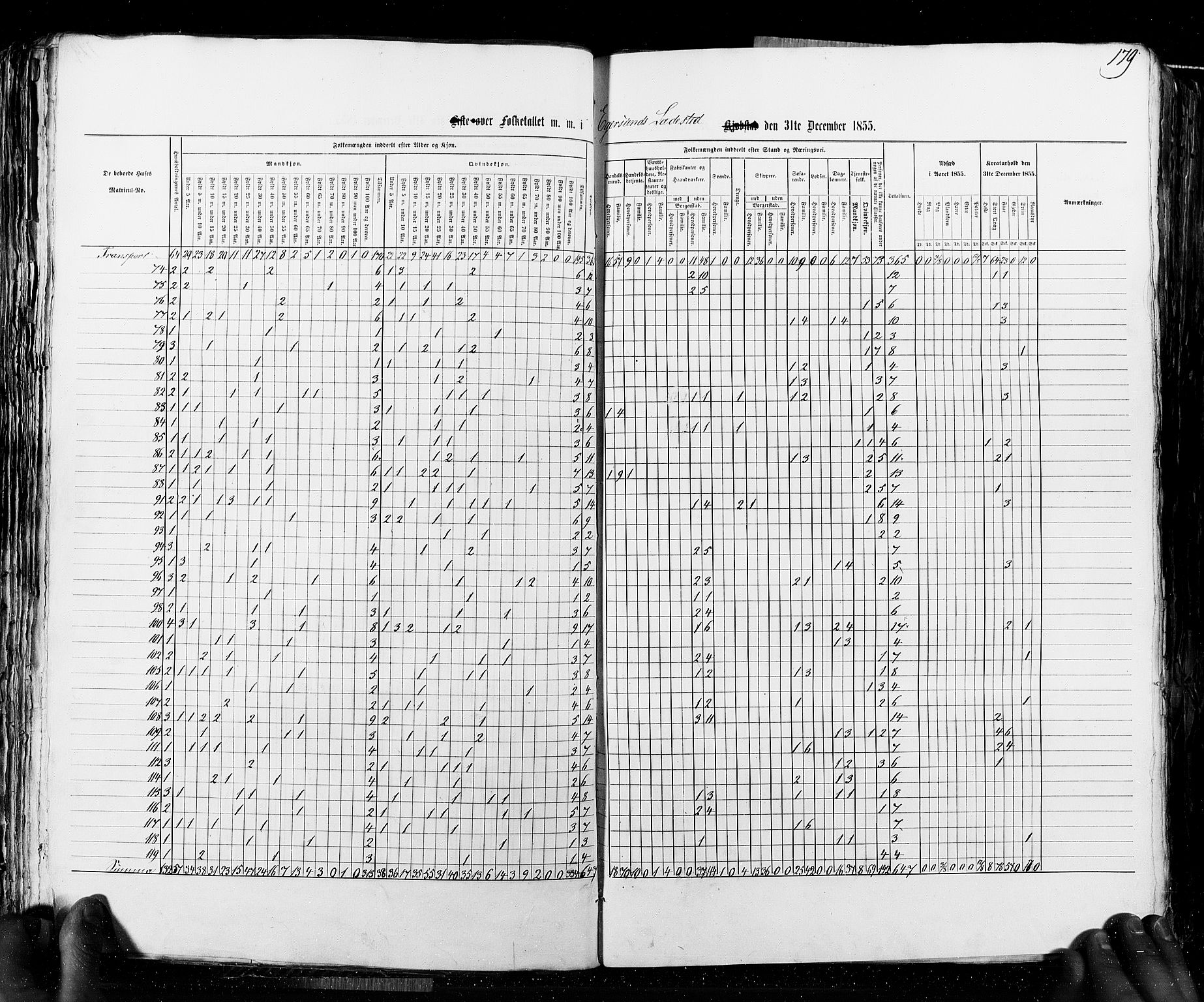 RA, Census 1855, vol. 8: Risør-Vadsø, 1855, p. 179