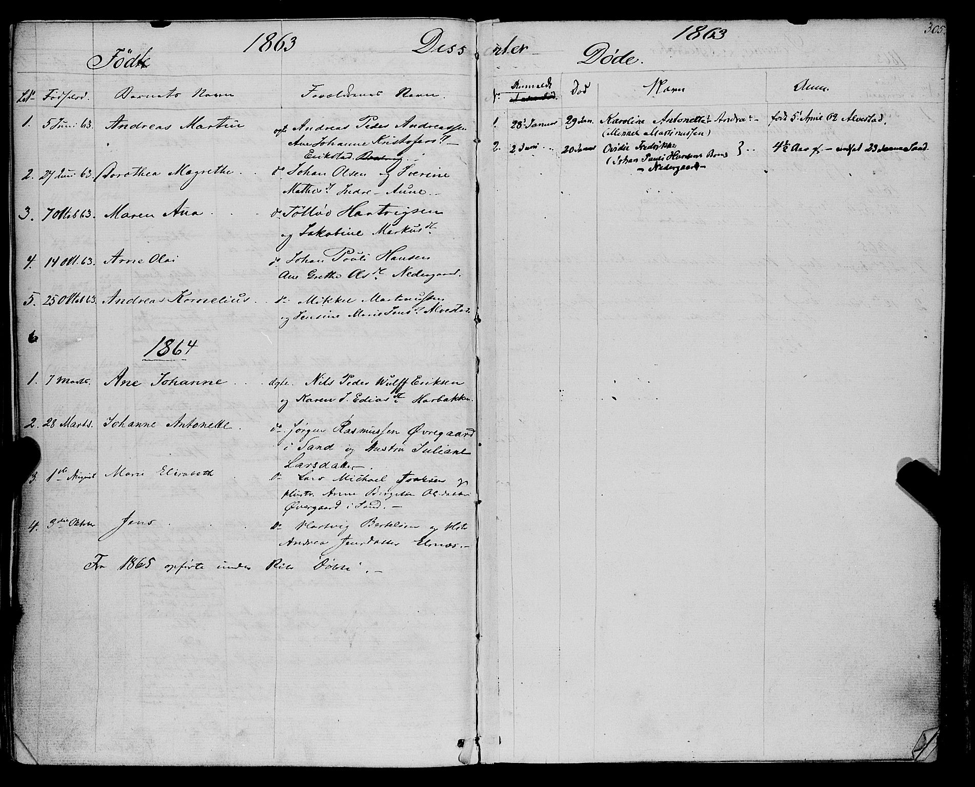 Trondenes sokneprestkontor, SATØ/S-1319/H/Ha/L0012kirke: Parish register (official) no. 12, 1863-1870, p. 305