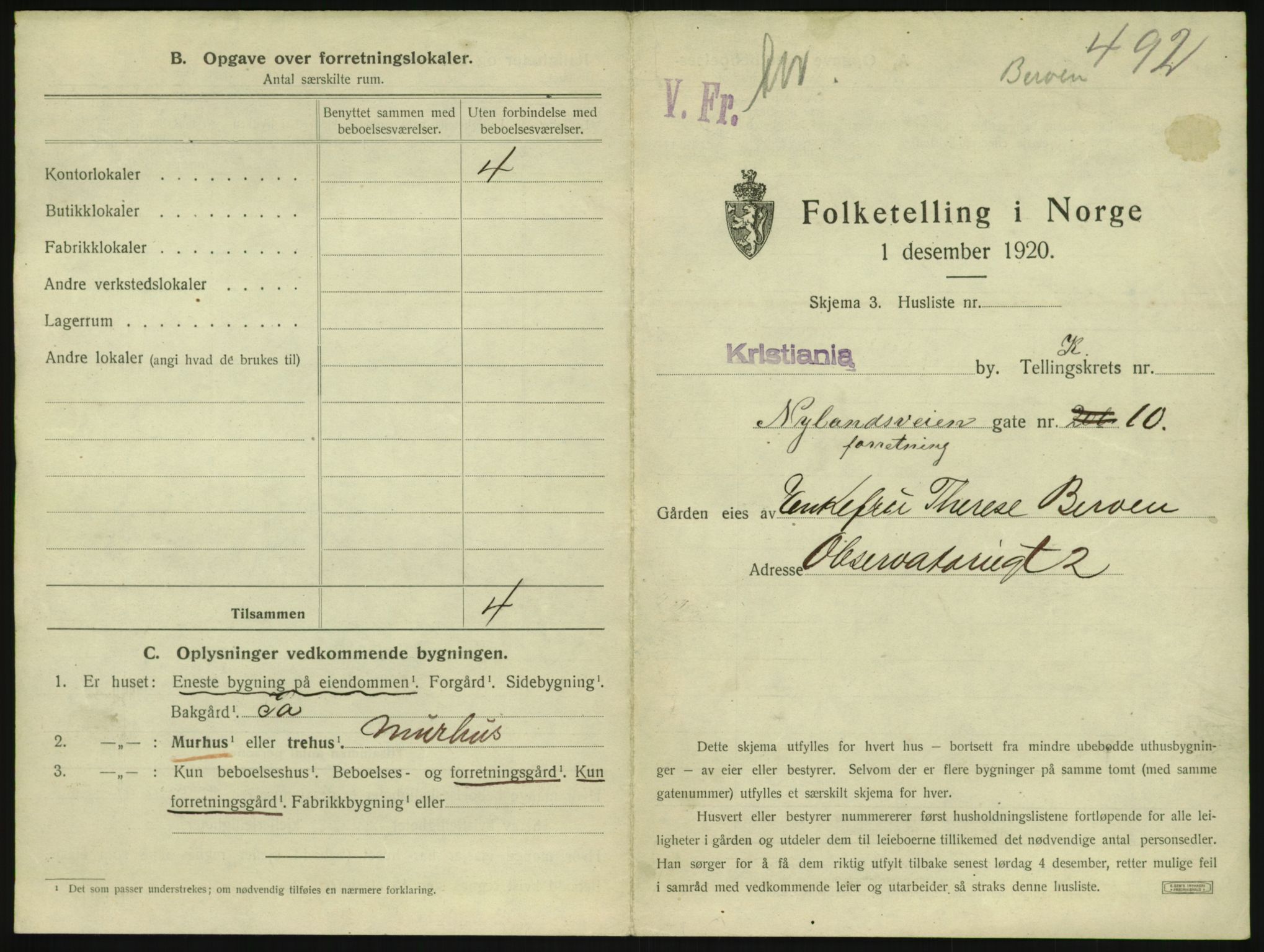 SAO, 1920 census for Kristiania, 1920, p. 74514