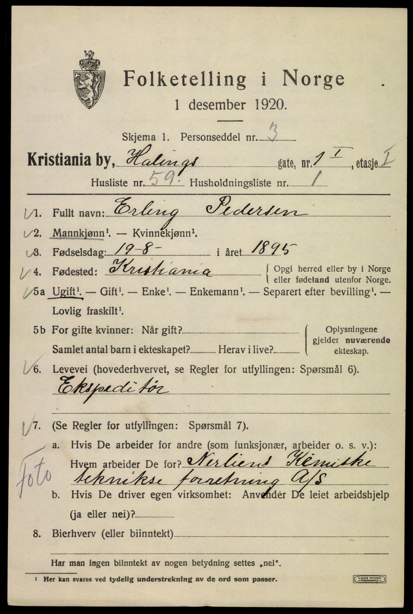 SAO, 1920 census for Kristiania, 1920, p. 267071