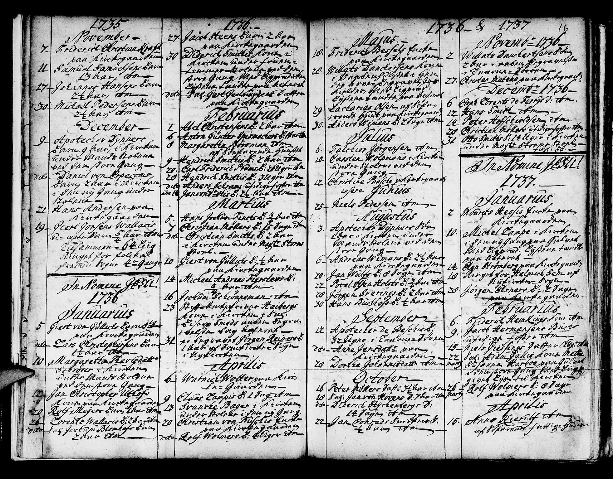 Domkirken sokneprestembete, AV/SAB-A-74801/H/Haa/L0008: Parish register (official) no. A 8, 1725-1775, p. 16