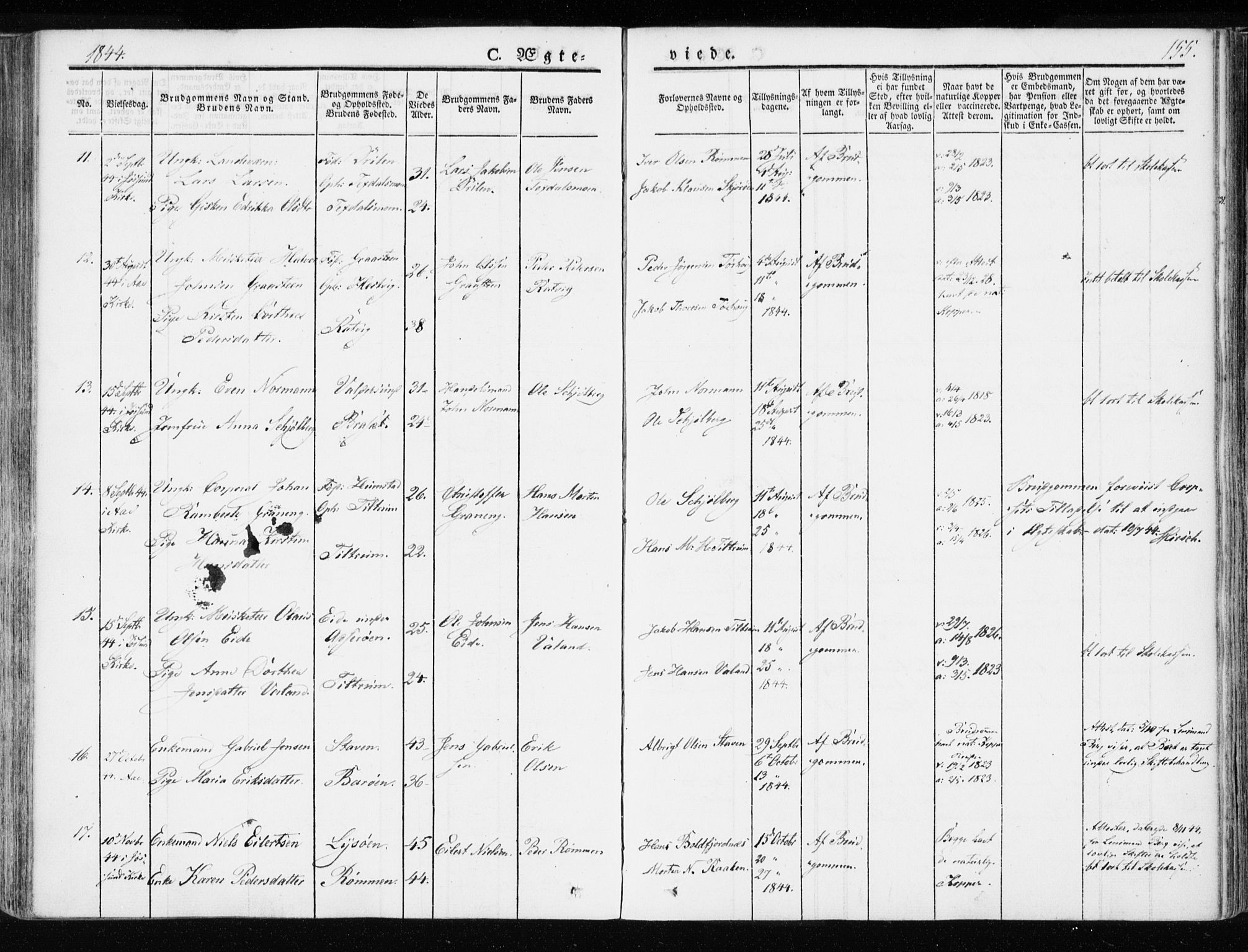 Ministerialprotokoller, klokkerbøker og fødselsregistre - Sør-Trøndelag, SAT/A-1456/655/L0676: Parish register (official) no. 655A05, 1830-1847, p. 155