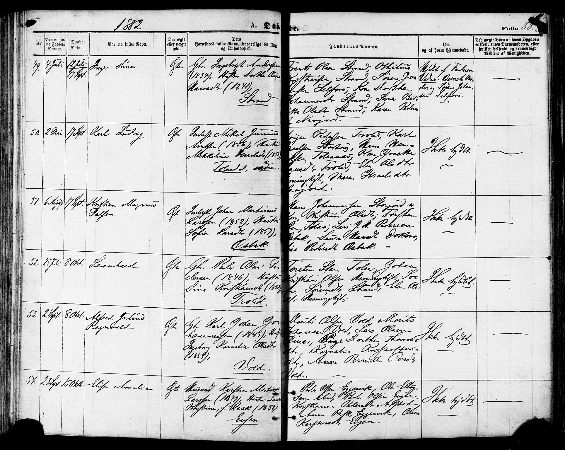 Ministerialprotokoller, klokkerbøker og fødselsregistre - Nordland, AV/SAT-A-1459/846/L0645: Parish register (official) no. 846A03, 1872-1886, p. 88