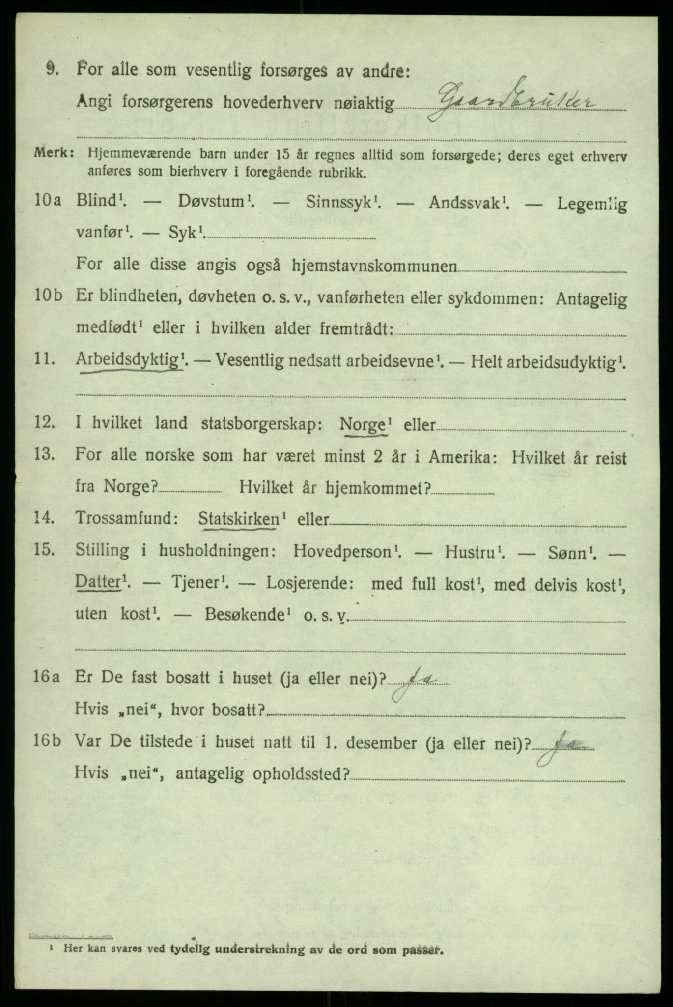 SAB, 1920 census for Ullensvang, 1920, p. 3601