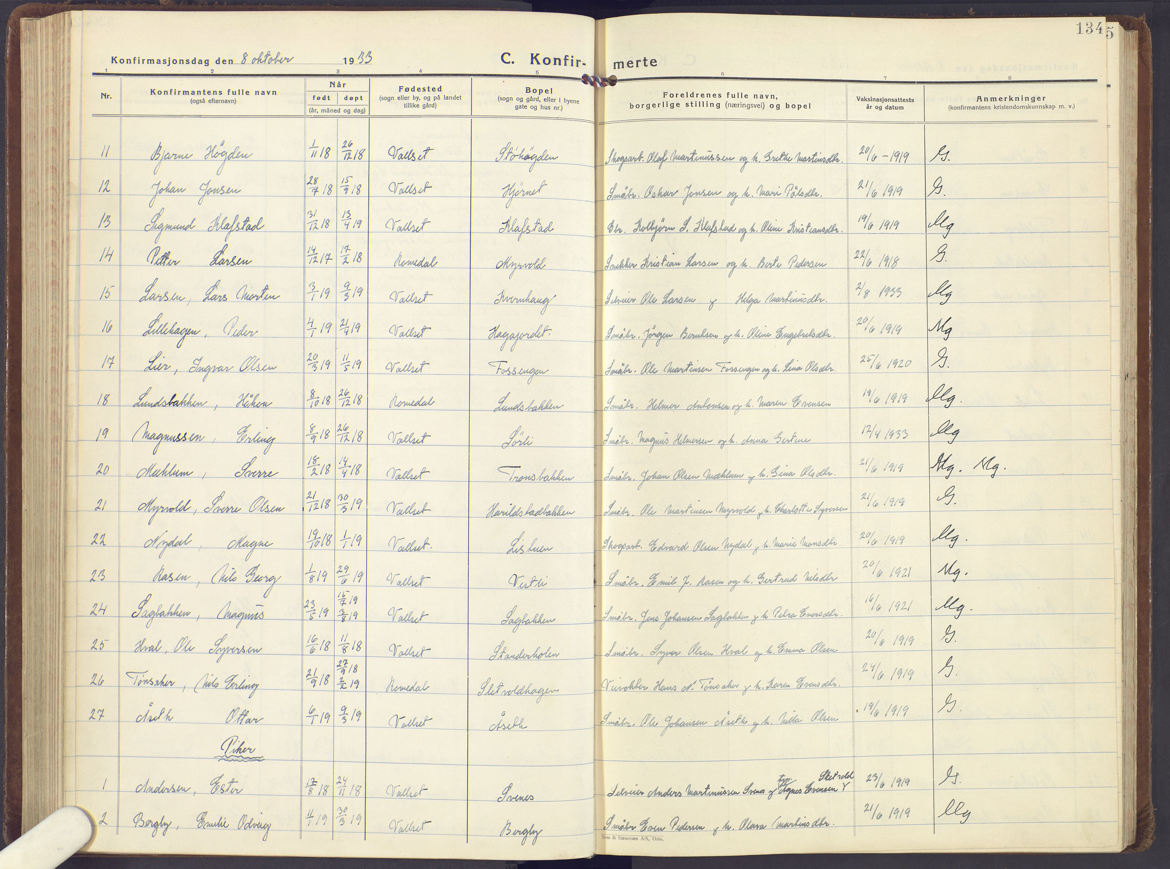 Romedal prestekontor, SAH/PREST-004/K/L0013: Parish register (official) no. 13, 1930-1949, p. 134