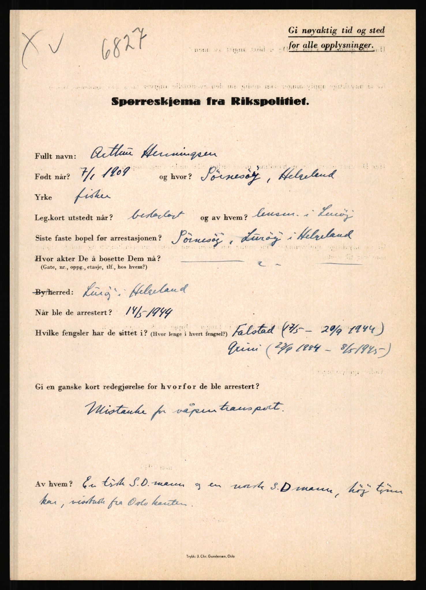 Rikspolitisjefen, AV/RA-S-1560/L/L0007: Heen, Erik C. - Iversen, Trygve, 1940-1945, p. 27