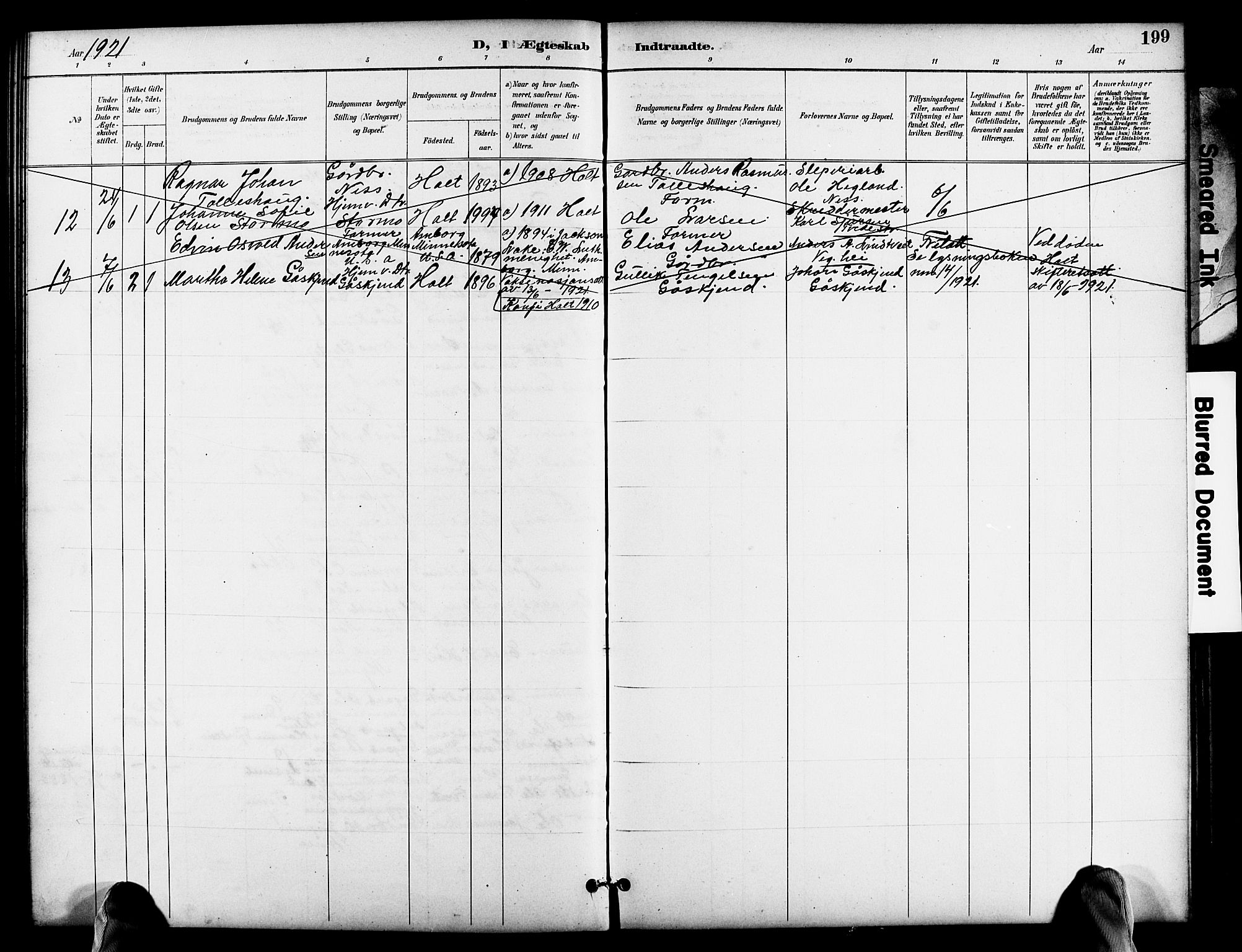 Holt sokneprestkontor, AV/SAK-1111-0021/F/Fb/L0011: Parish register (copy) no. B 11, 1897-1921, p. 199