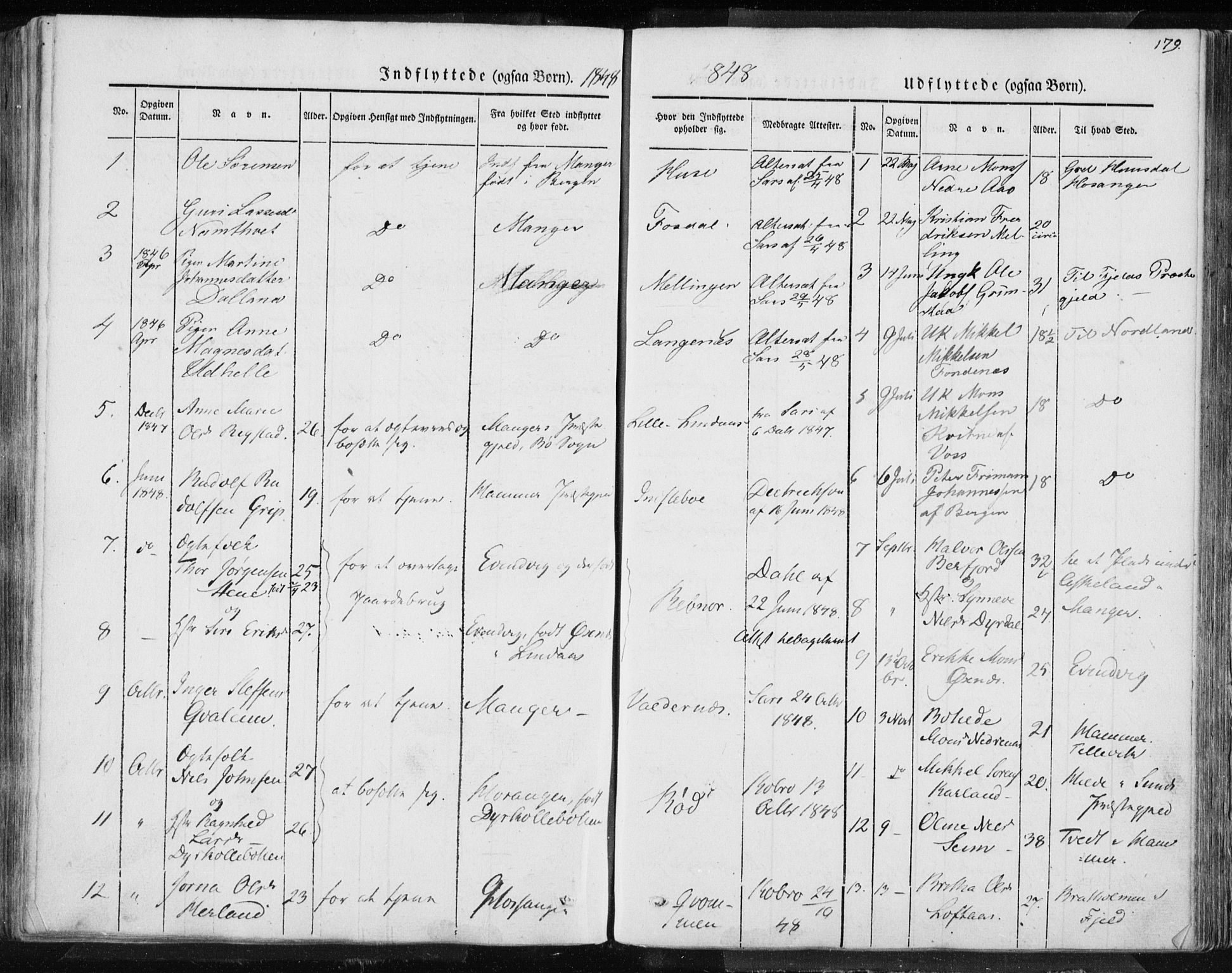 Lindås Sokneprestembete, SAB/A-76701/H/Haa: Parish register (official) no. A 10, 1842-1862, p. 179