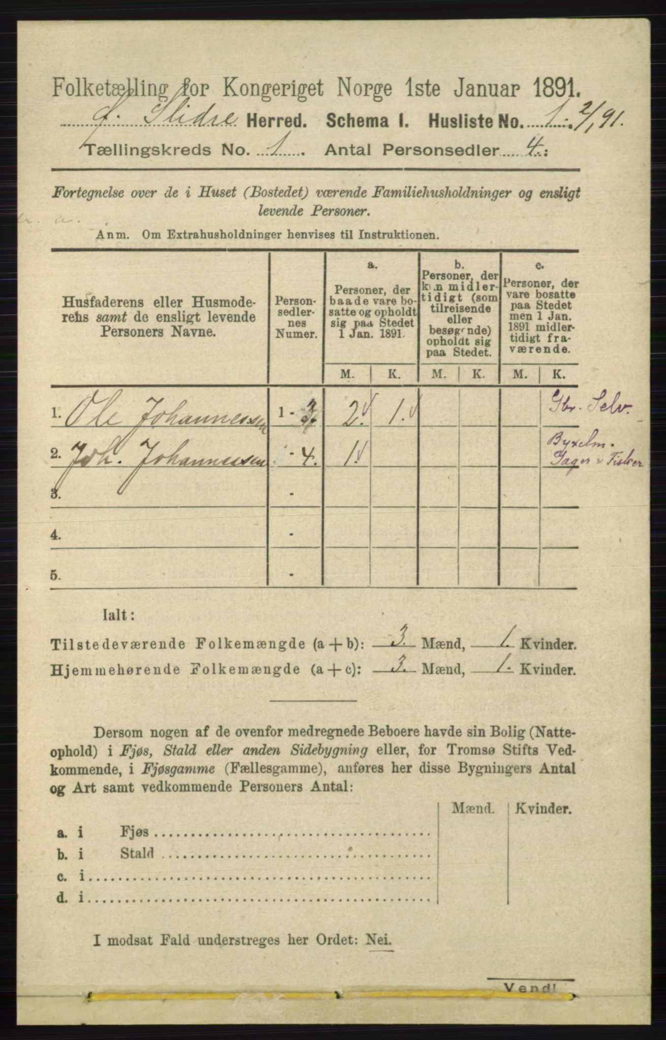 RA, 1891 census for 0544 Øystre Slidre, 1891, p. 27