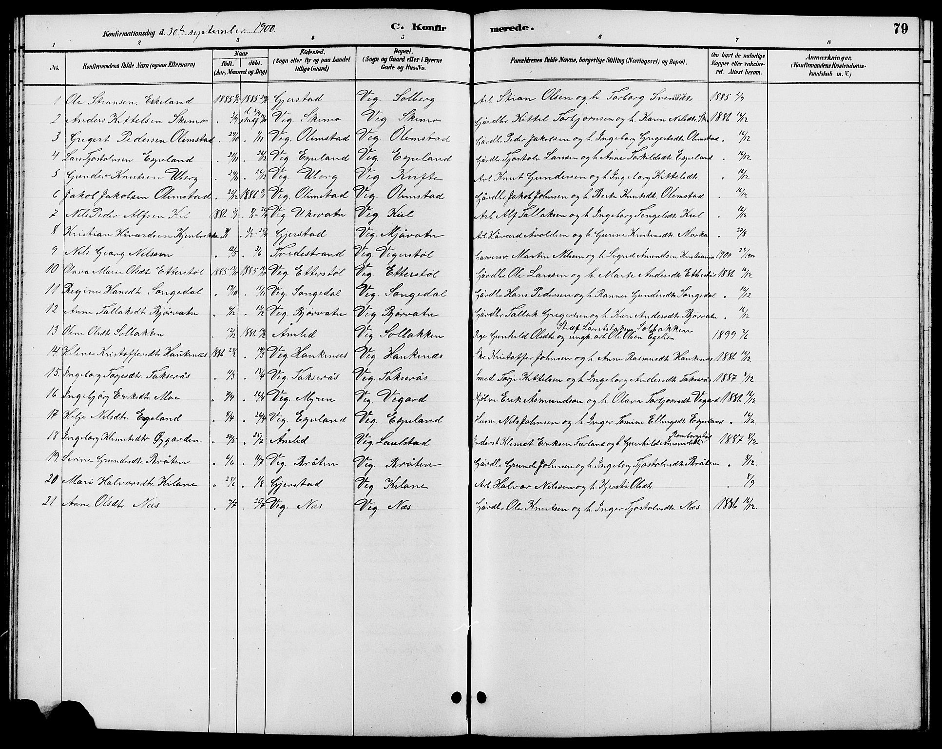 Gjerstad sokneprestkontor, AV/SAK-1111-0014/F/Fb/Fbb/L0004: Parish register (copy) no. B 4, 1890-1910, p. 79