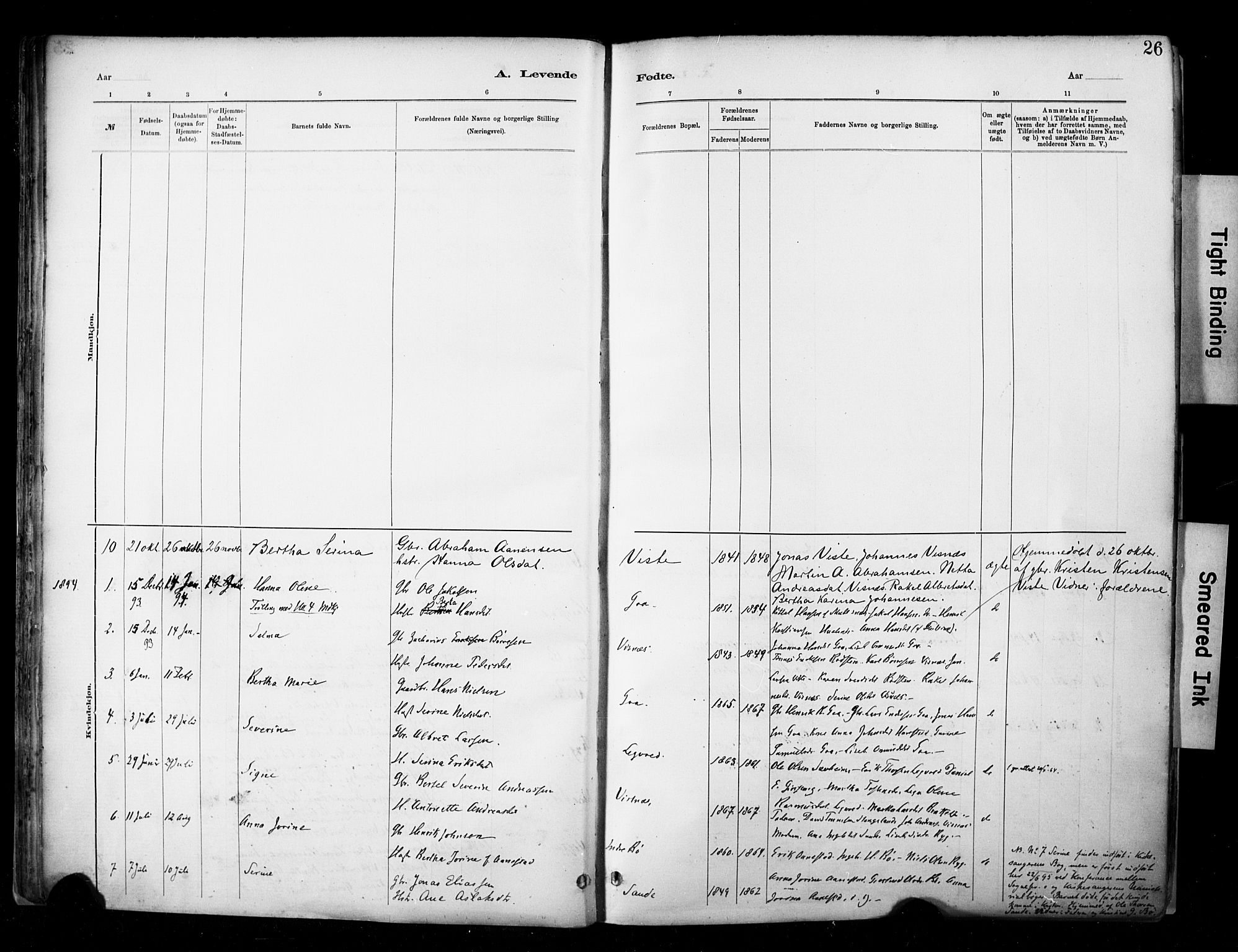 Hetland sokneprestkontor, SAST/A-101826/30/30BA/L0009: Parish register (official) no. A 9, 1882-1918, p. 26