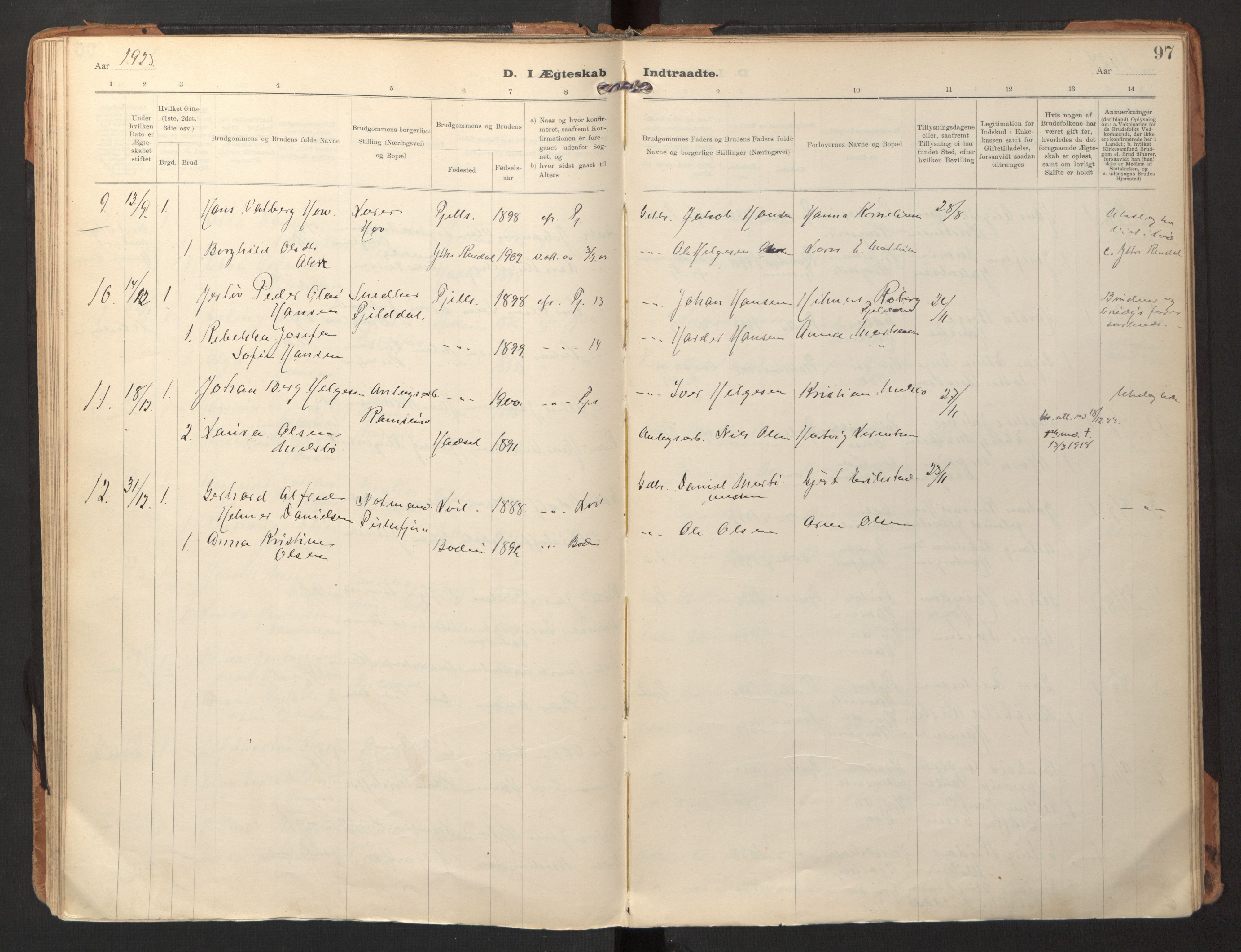 Ministerialprotokoller, klokkerbøker og fødselsregistre - Nordland, AV/SAT-A-1459/865/L0928: Parish register (official) no. 865A06, 1913-1926, p. 97