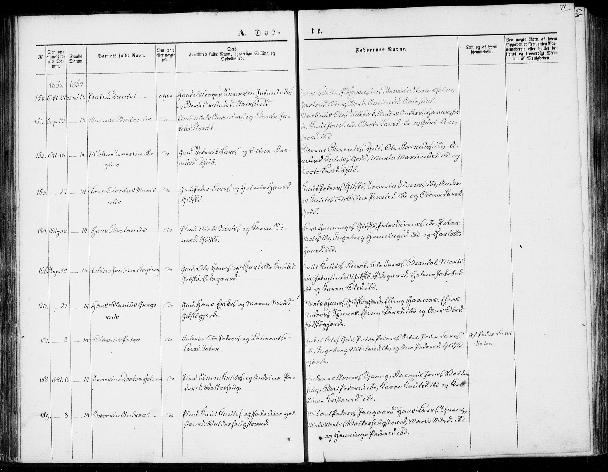 Ministerialprotokoller, klokkerbøker og fødselsregistre - Møre og Romsdal, AV/SAT-A-1454/528/L0397: Parish register (official) no. 528A08, 1848-1858, p. 71