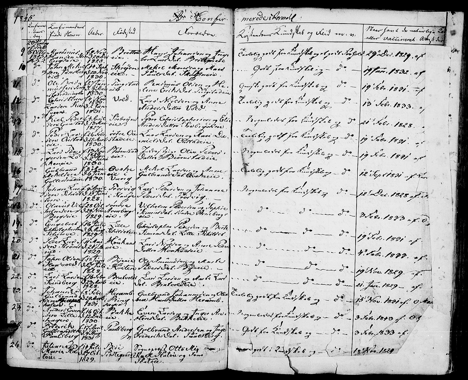 Romedal prestekontor, SAH/PREST-004/K/L0003: Parish register (official) no. 3, 1829-1846, p. 184