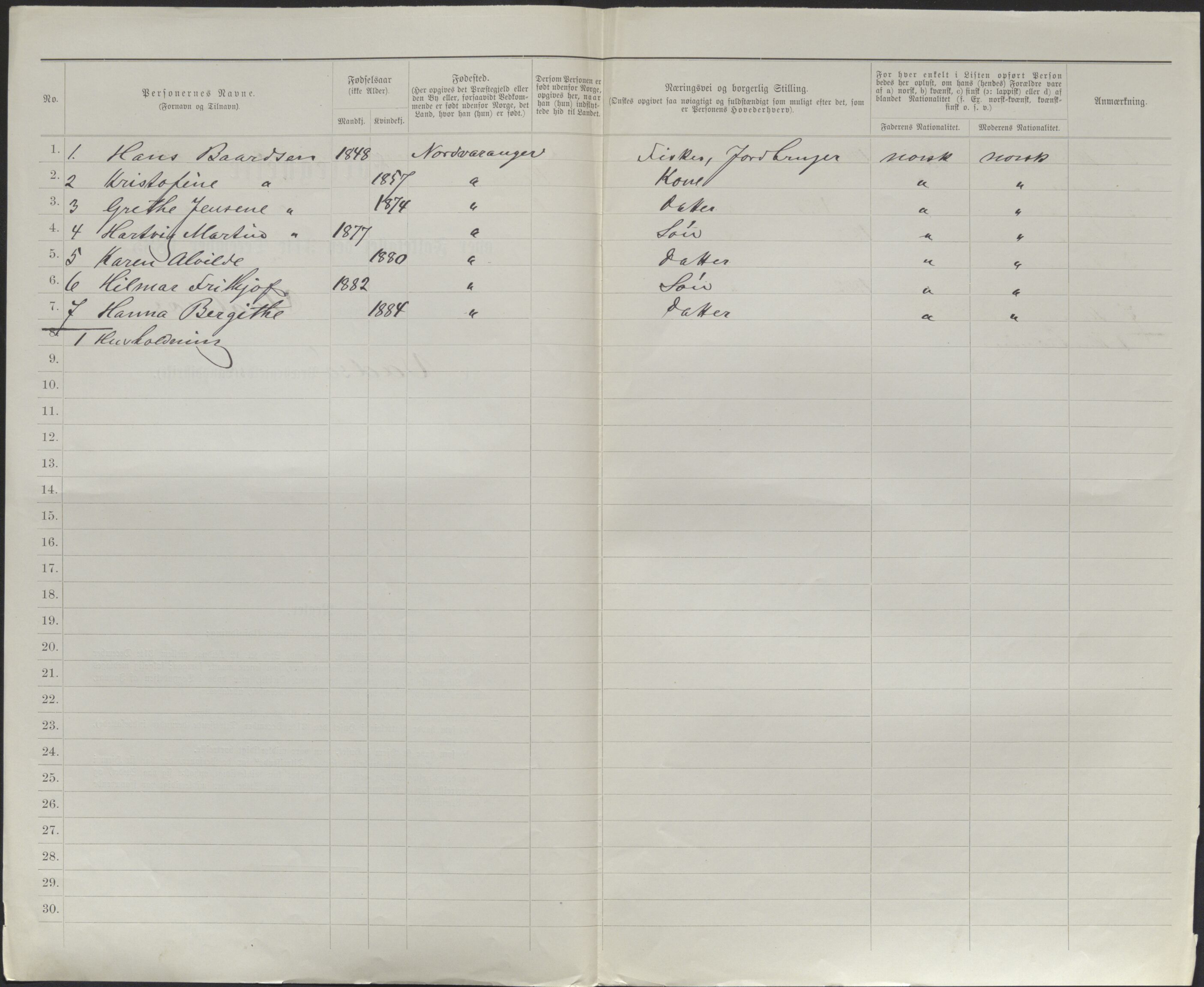 SATØ, 1885 census for 2029 Vadsø, 1885, p. 153b