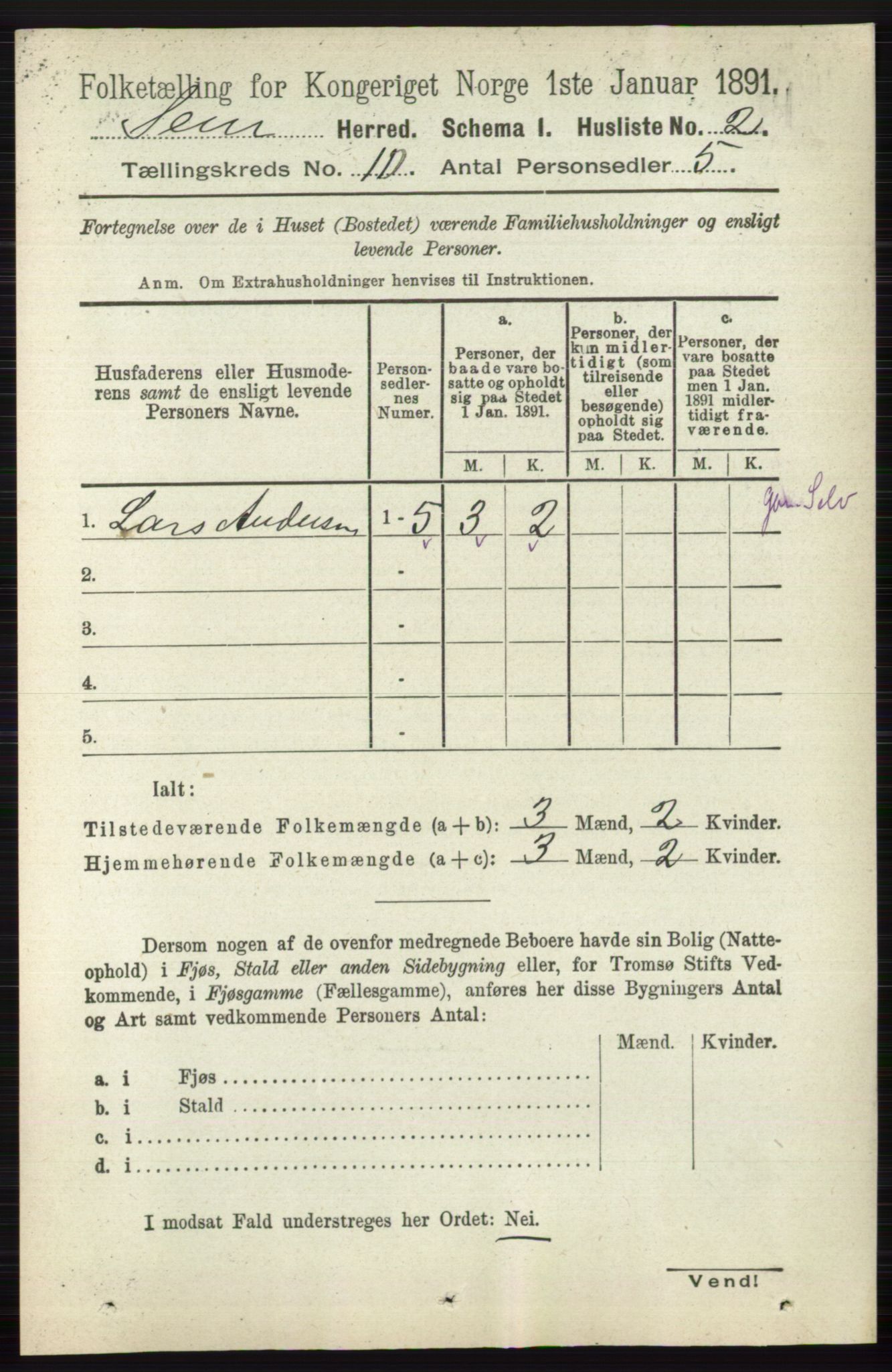 RA, 1891 census for 0721 Sem, 1891, p. 4703