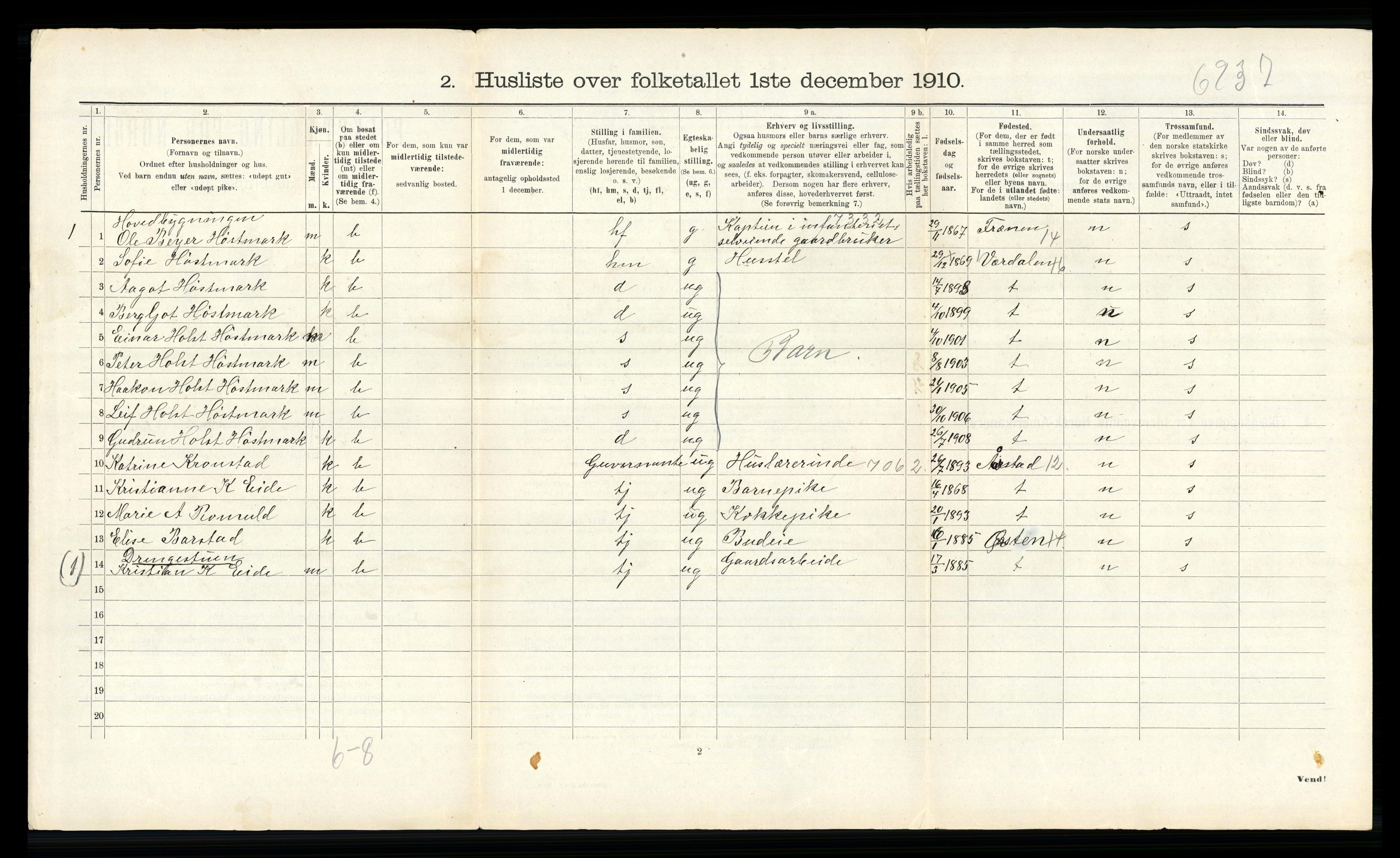 RA, 1910 census for Bolsøy, 1910, p. 744