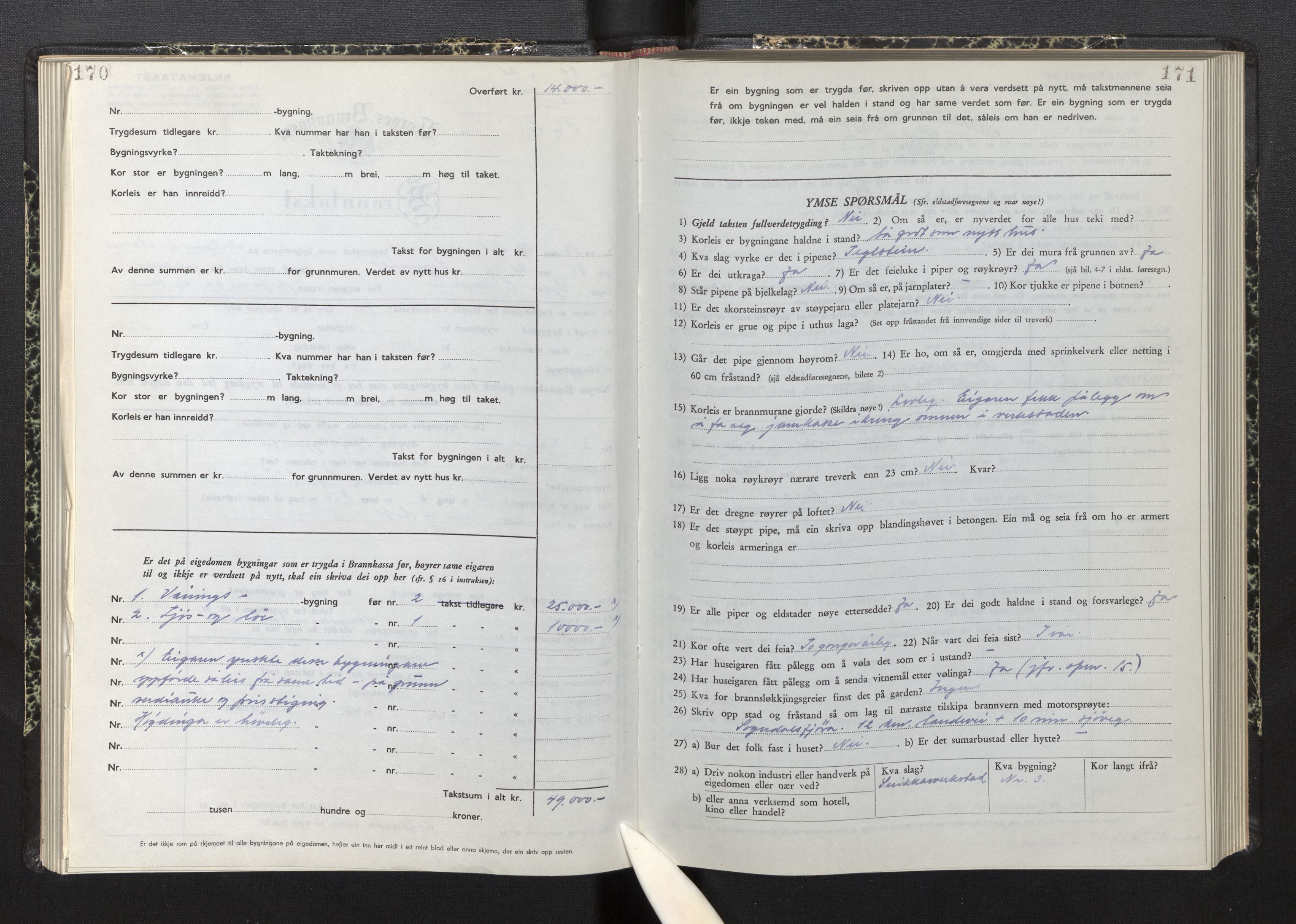 Lensmannen i Sogndal, AV/SAB-A-29901/0012/L0015: Branntakstprotokoll, skjematakst, 1950-1955, p. 170-171