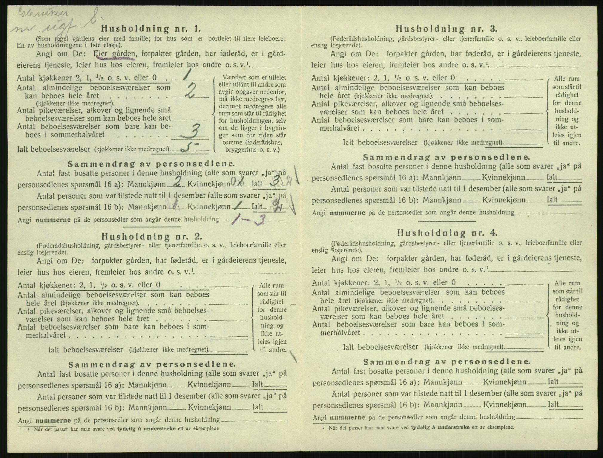 SAK, 1920 census for Vegusdal, 1920, p. 244