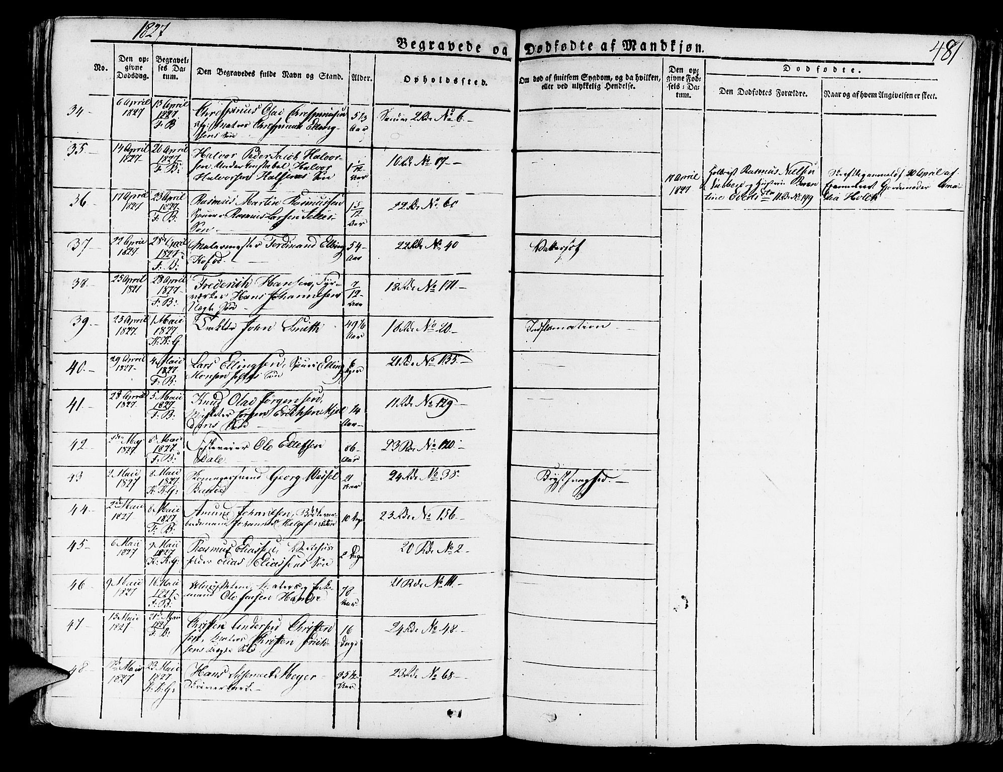 Korskirken sokneprestembete, AV/SAB-A-76101/H/Haa/L0014: Parish register (official) no. A 14, 1823-1835, p. 481