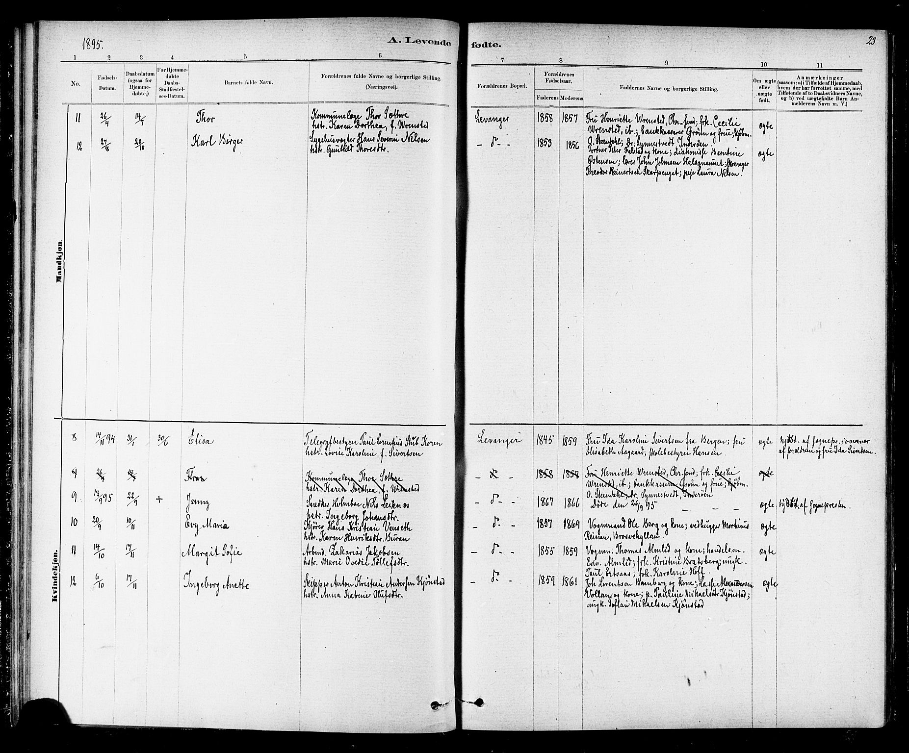 Ministerialprotokoller, klokkerbøker og fødselsregistre - Nord-Trøndelag, SAT/A-1458/720/L0192: Parish register (copy) no. 720C01, 1880-1917, p. 23