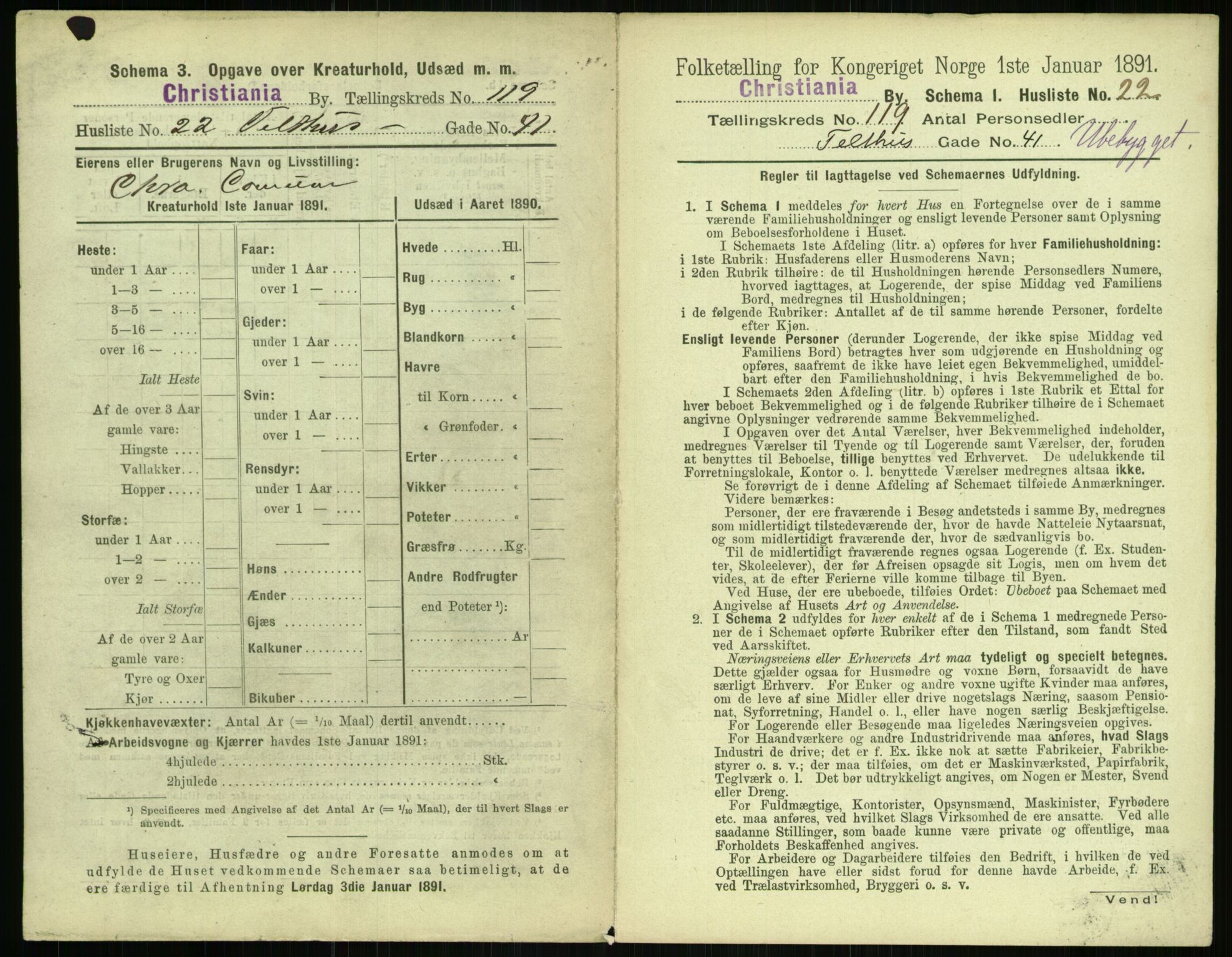 RA, 1891 census for 0301 Kristiania, 1891, p. 63720